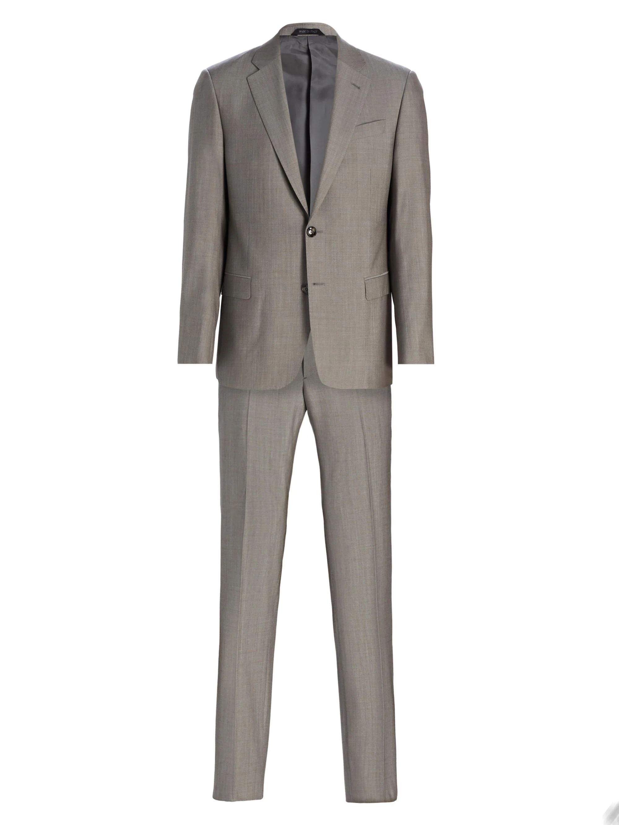 Men's Virgin Wool Single-Breasted Suit - Brown - 1