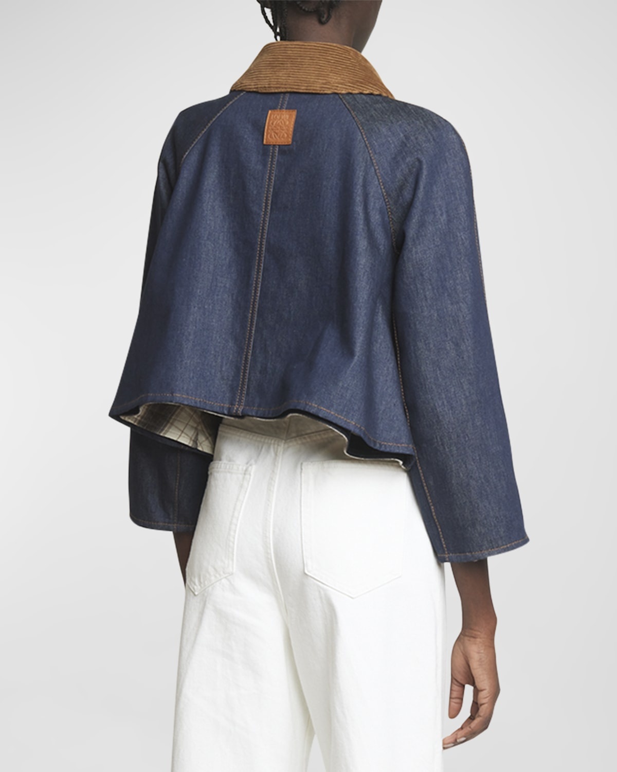 Collared Denim Trapeze Jacket - 6