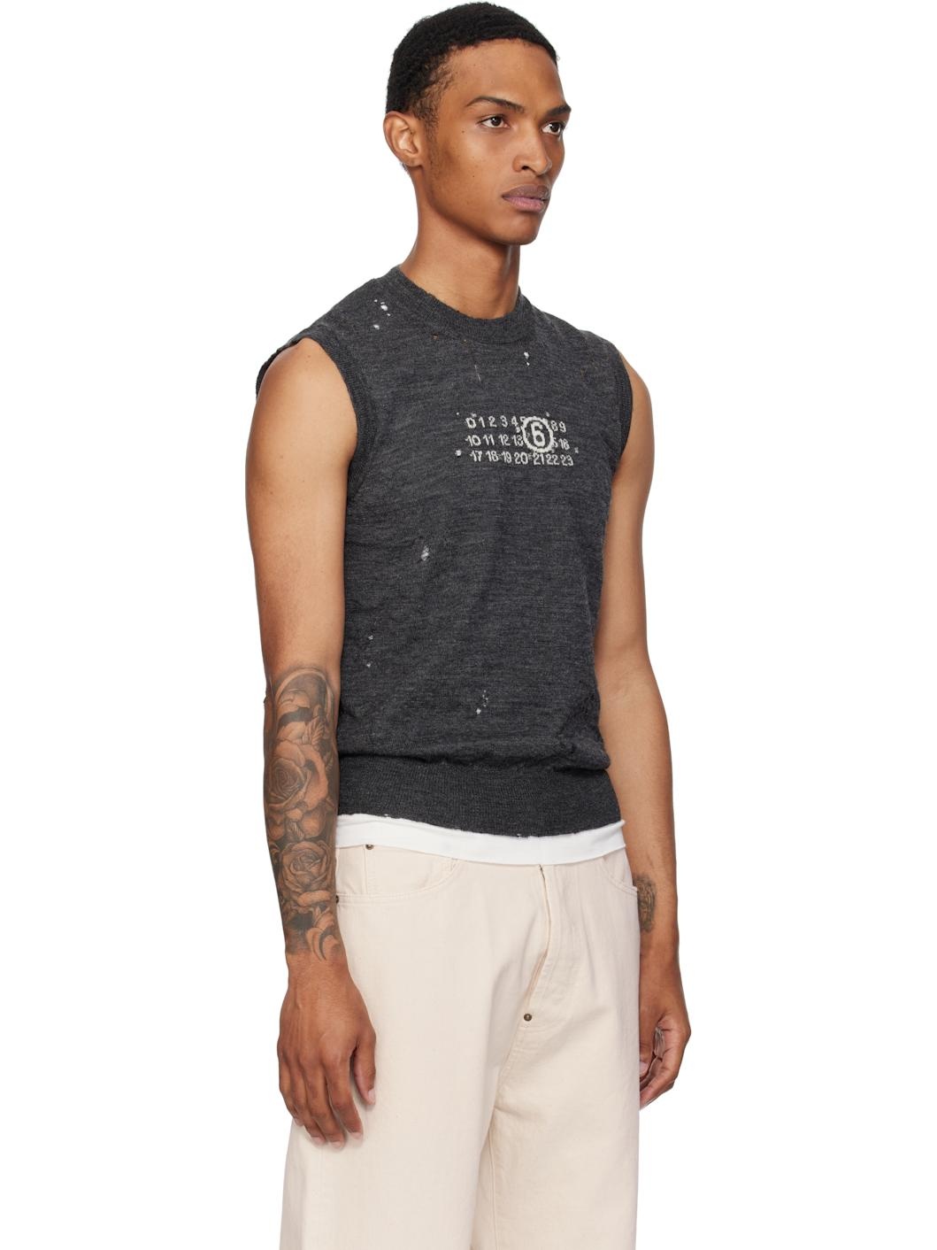 Gray Wool Sweater Vest - 2