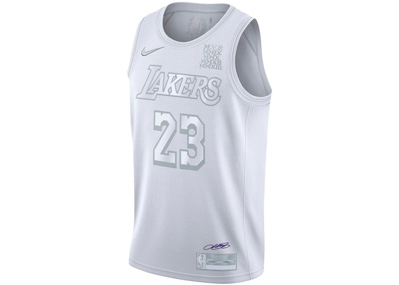 Nike NBA LA Lakers MVP Lebron James 23 Authentic Swingman Jersey White 1