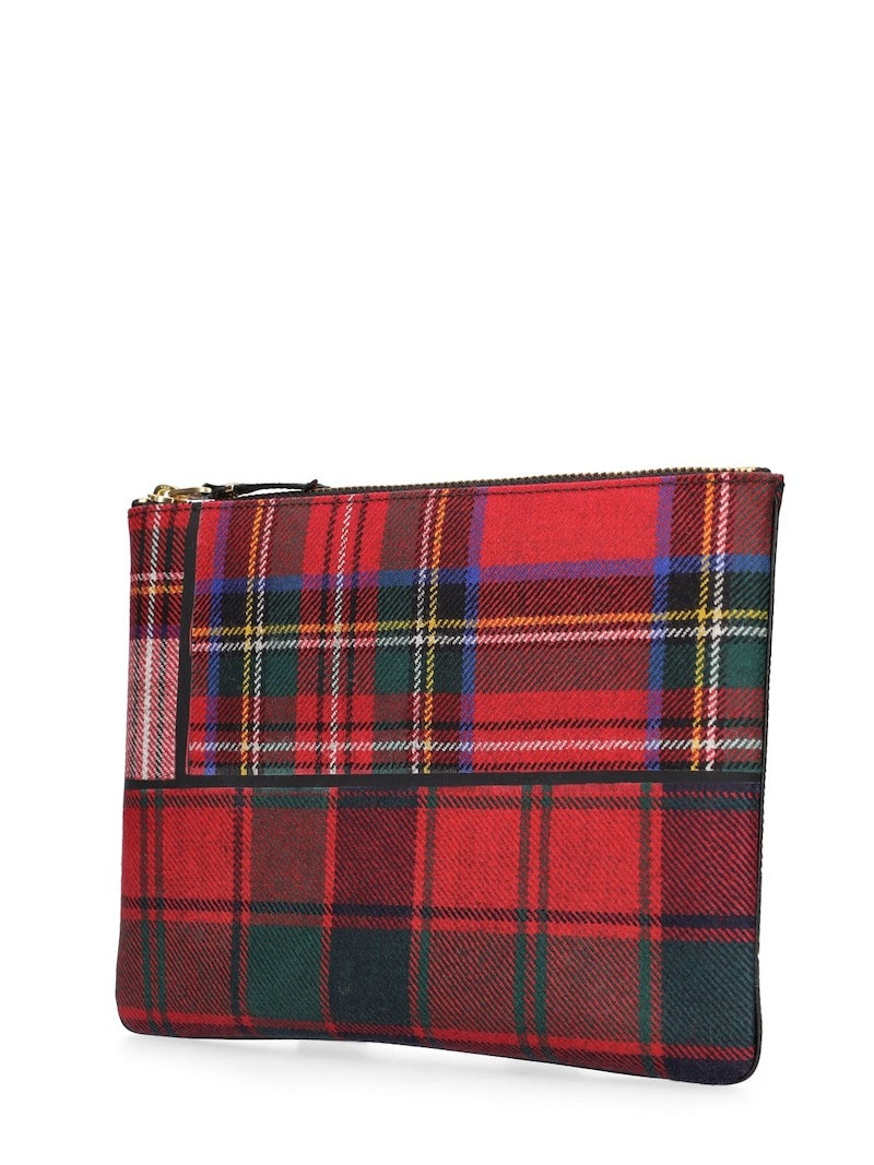 Comme Des Garçons Tartan patchwork zipped pouch outlook