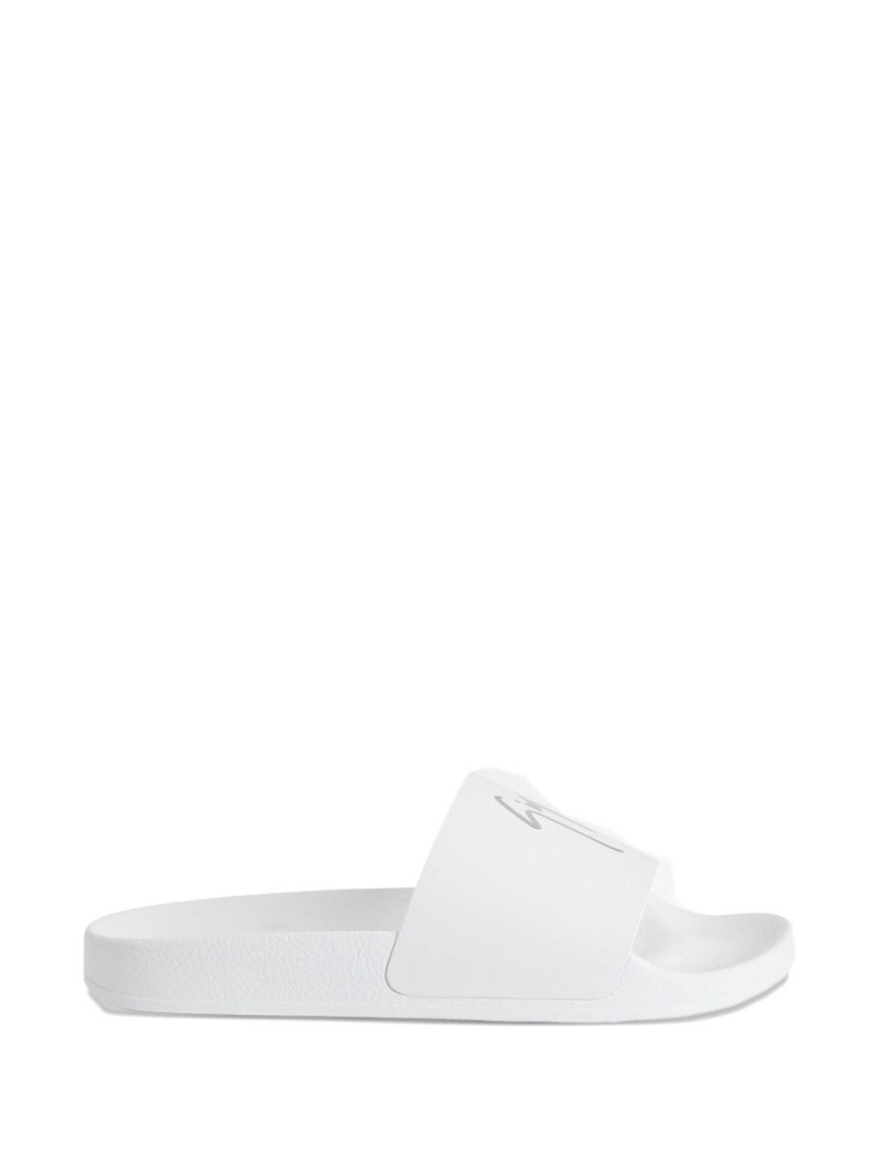 Brett leather logo-print slides 4