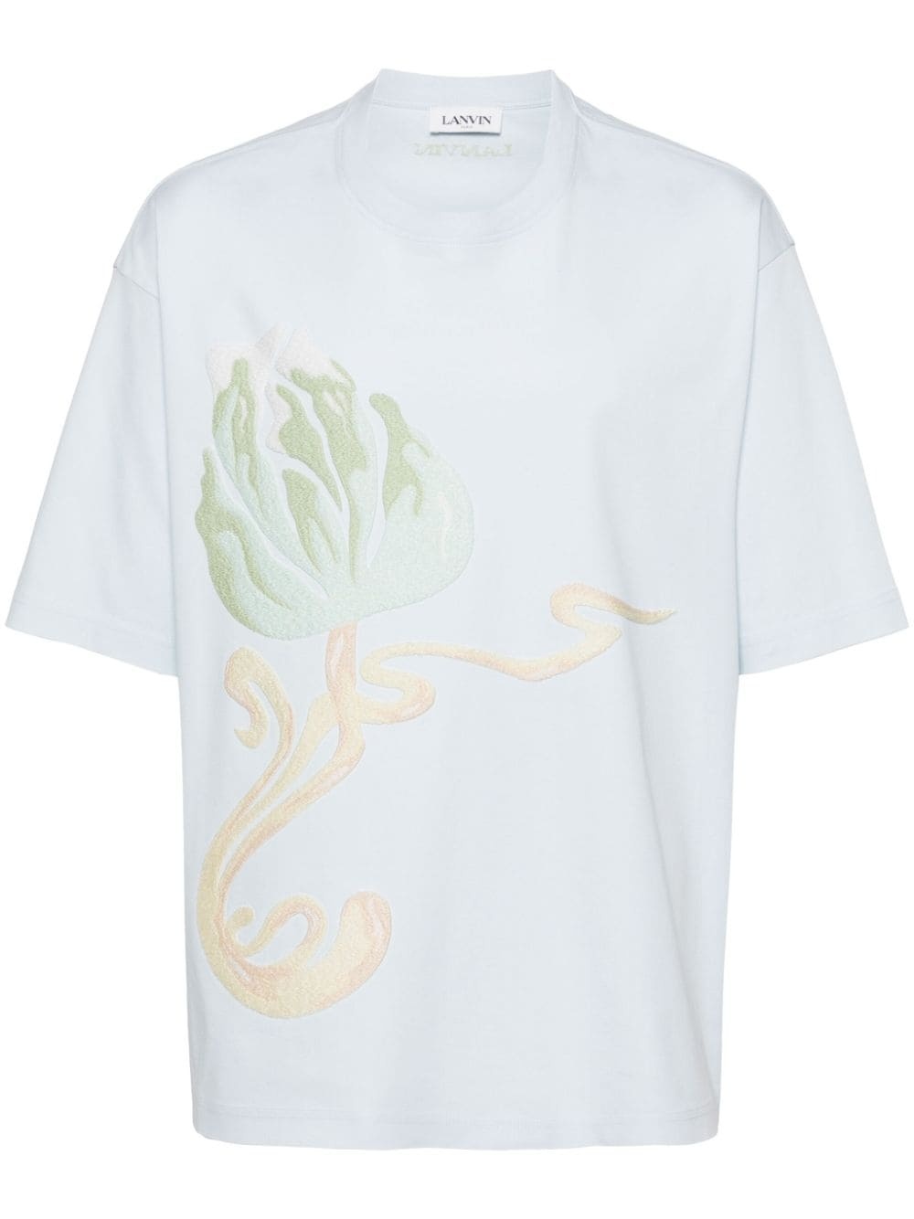 floral-embroidered cotton T-shirt - 1