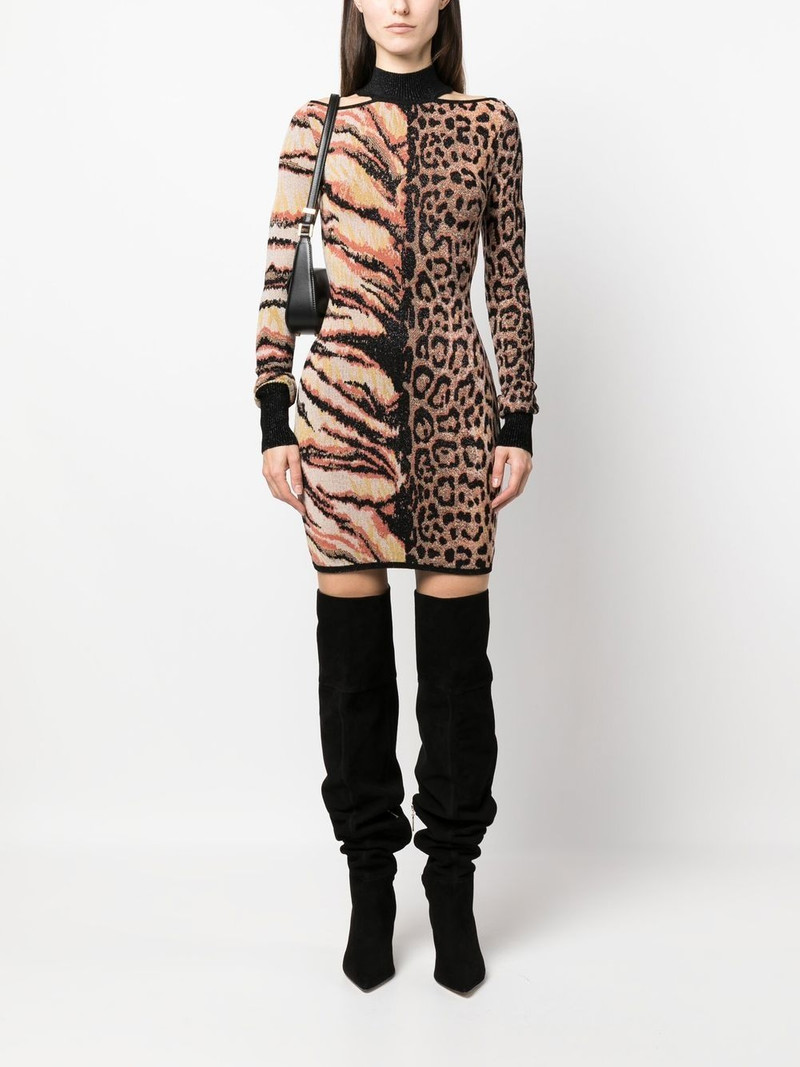 Roberto Cavalli animal-print knitted midi dress outlook