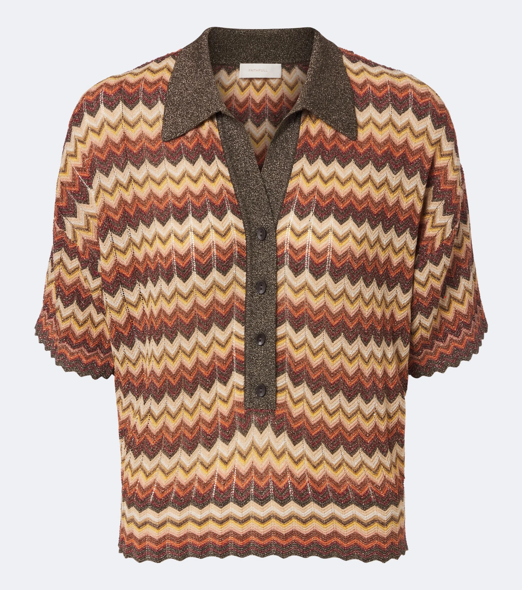 Raya chevron lamé polo sweater - 1