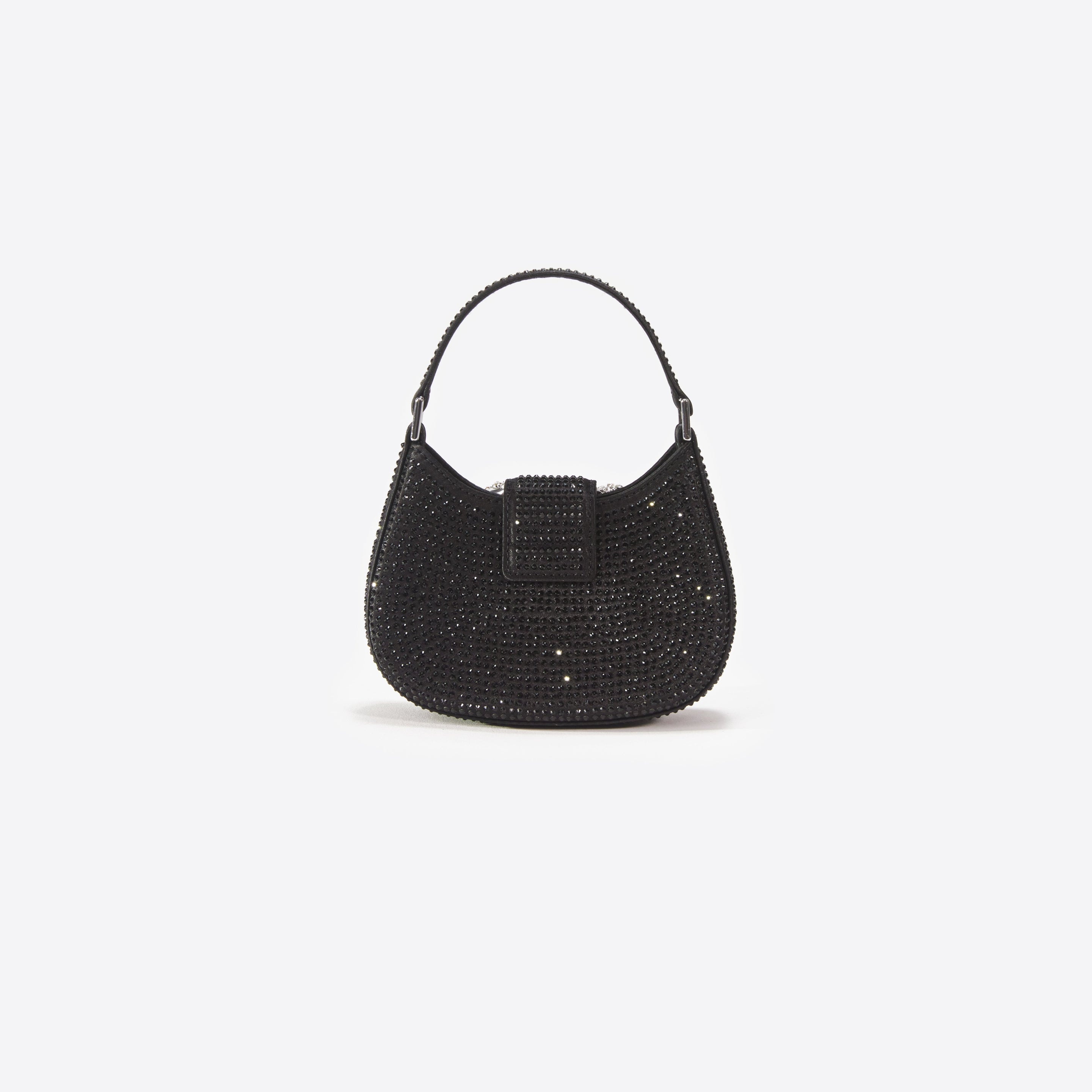 Black  Rhinestone Micro Crescent Bag - 2