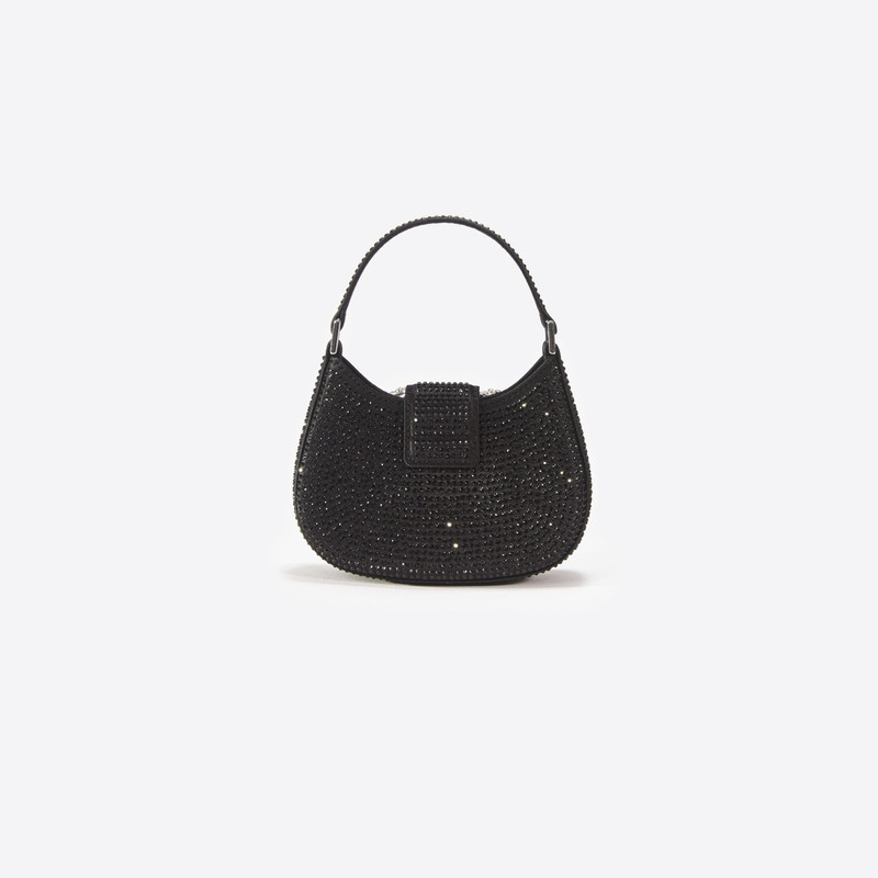Black  Rhinestone Micro Crescent Bag 2