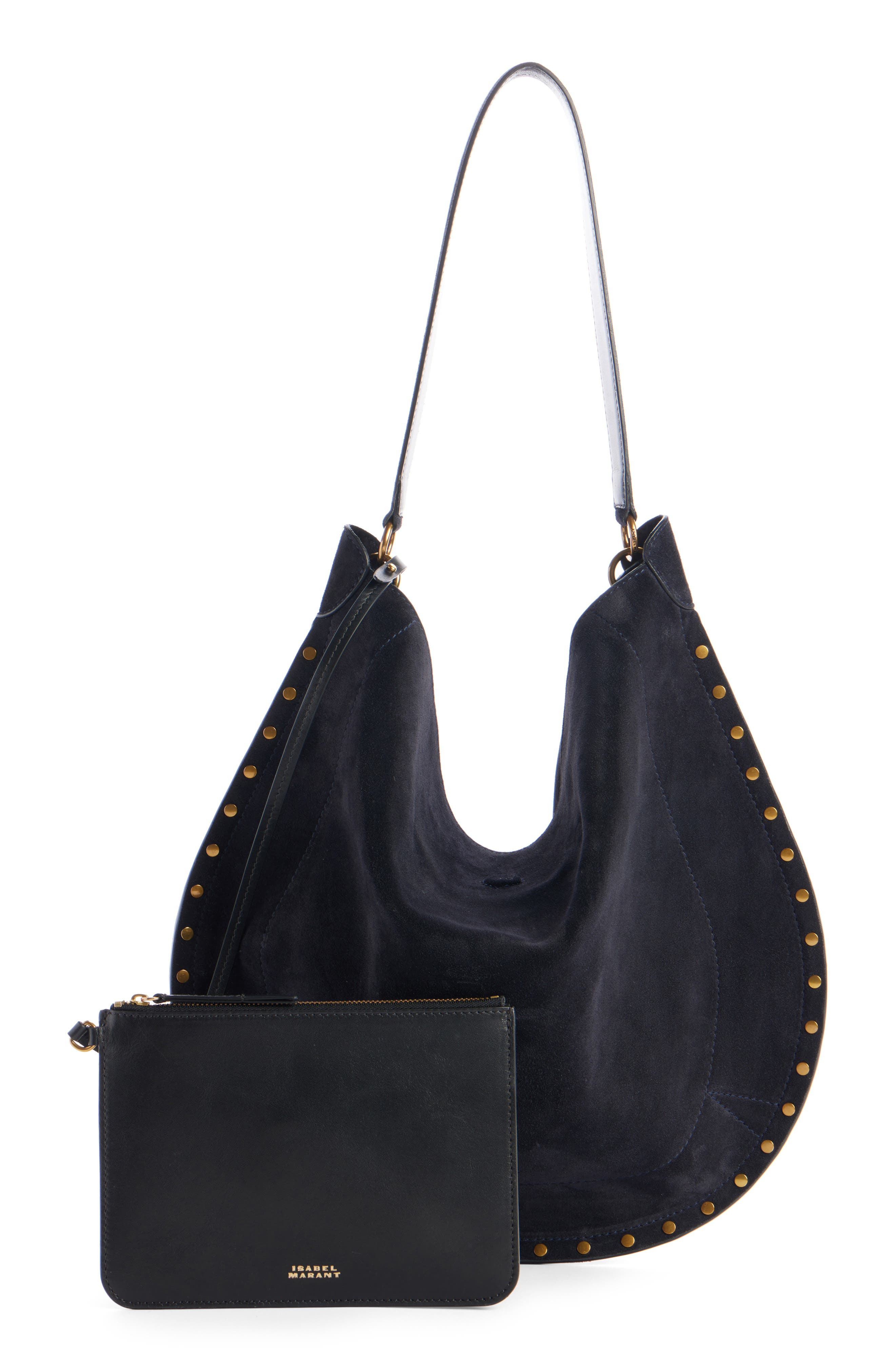 Isabel Marant Oskan Suede Hobo Bag in Black Midnight at Nordstrom - 5