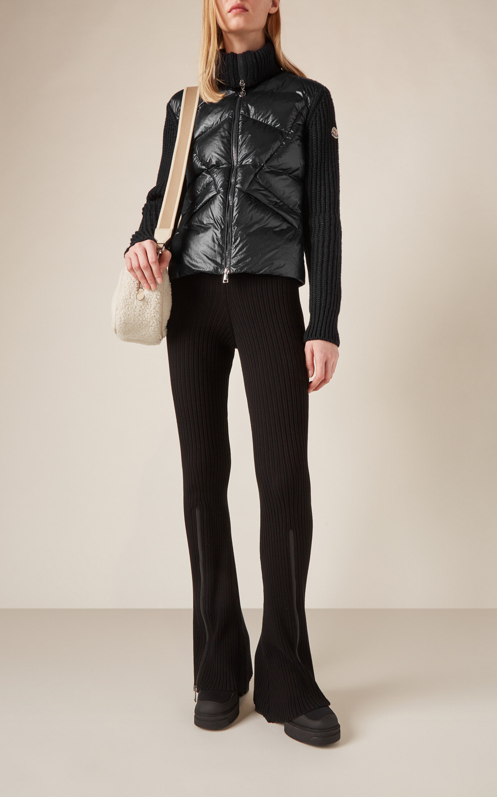 Nylon-Trimmed Wool Cardigan black - 2