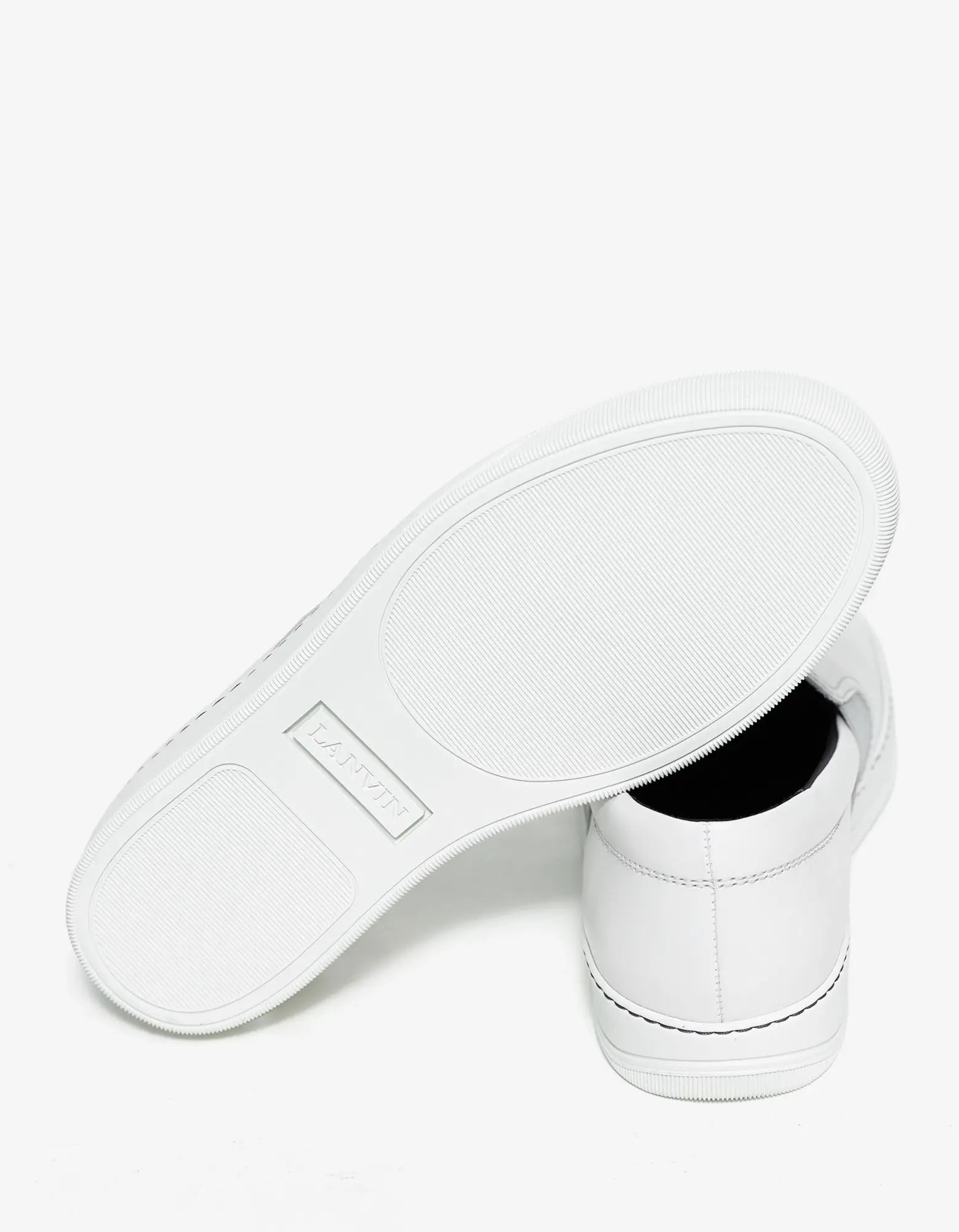 Lanvin Aged White Leather Slip On Trainers - 4