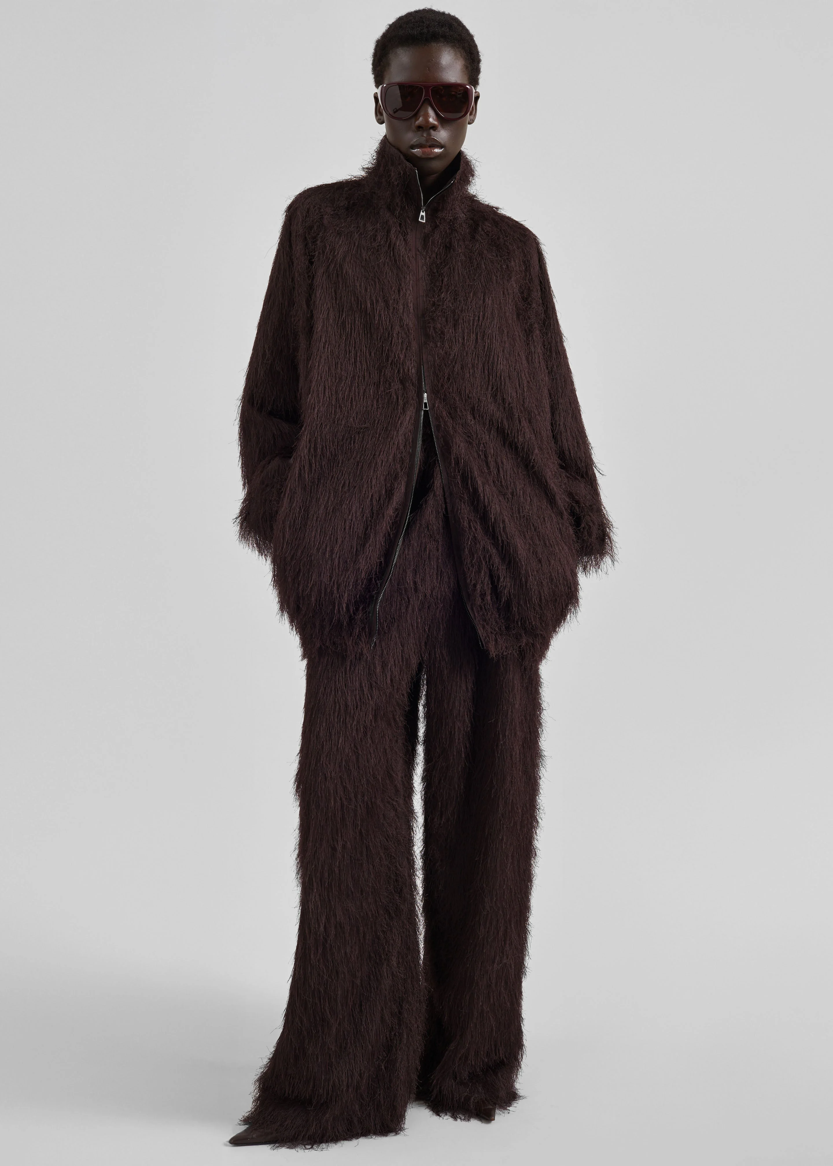 Baxter Fringed Track Pants - Dark Brown - 1