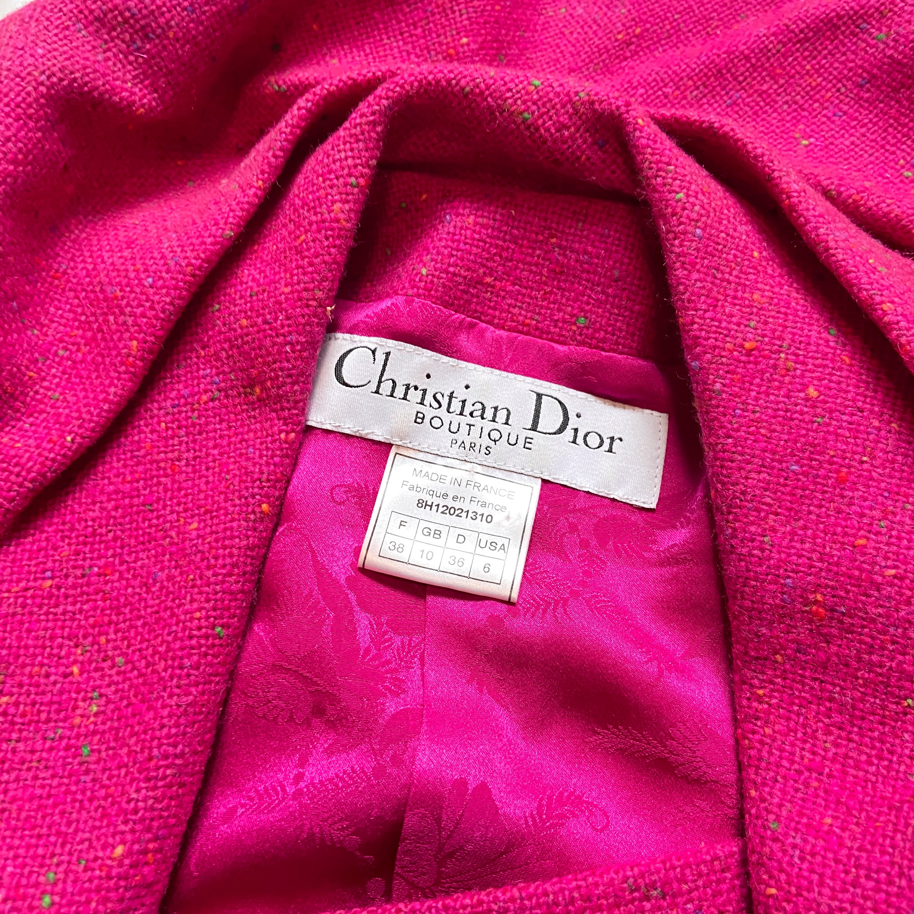 Dior fw1998 galliano pink sprinkle wool blazer coat bar jacket - 22