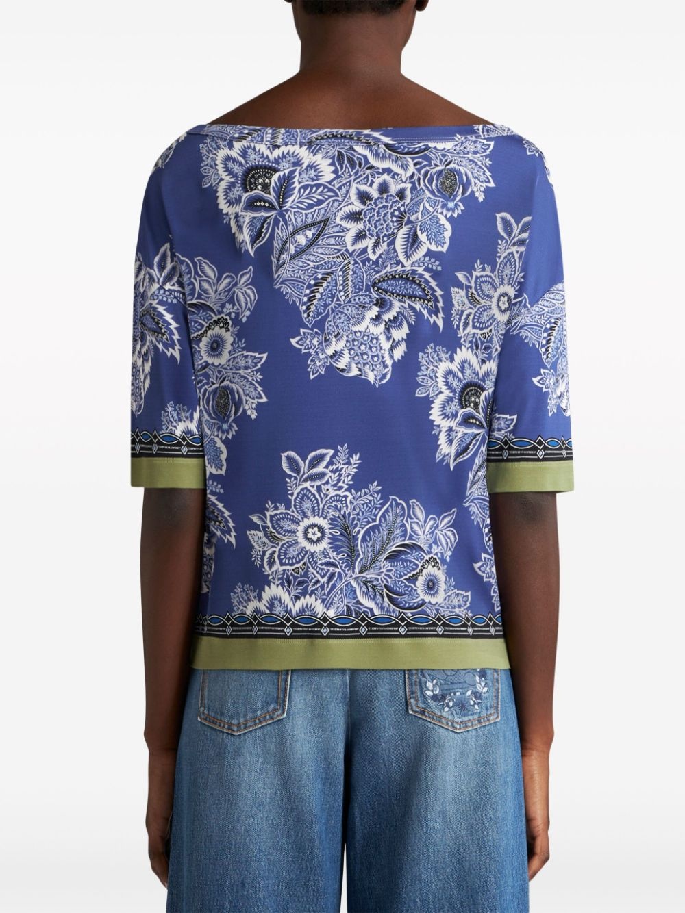 floral-print contrasting-trim blouse - 3
