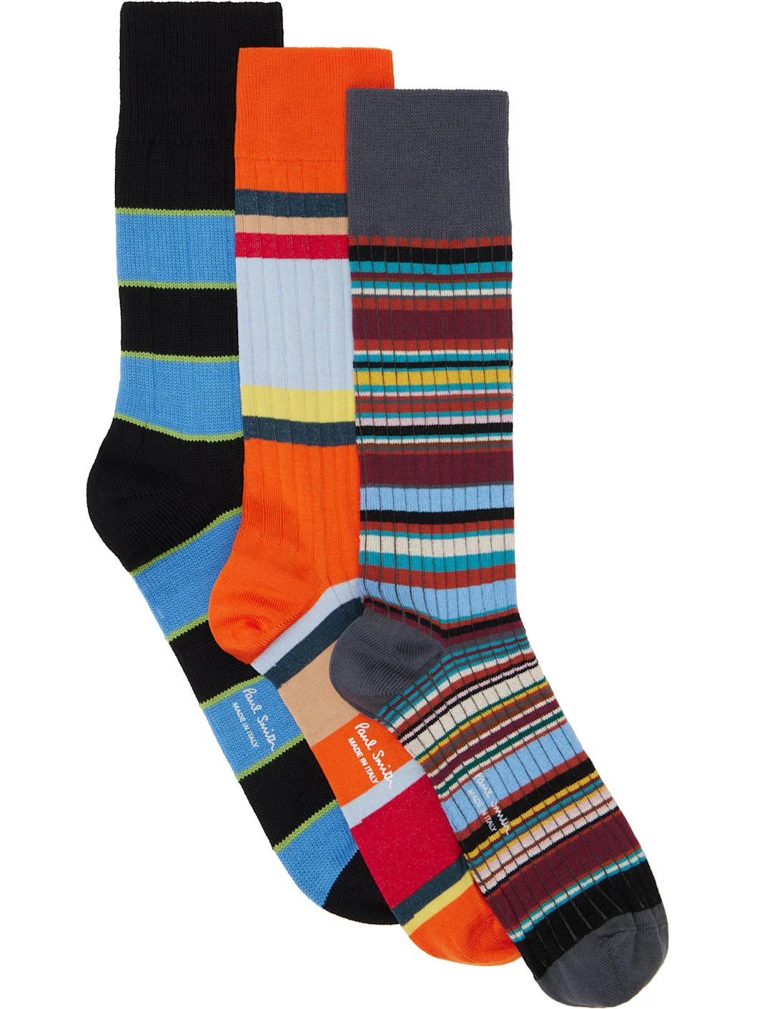Three-Pack Multicolor Stripe Mix Socks - 1
