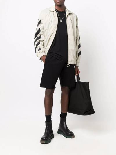 Off-White raw-cut hem track shorts outlook