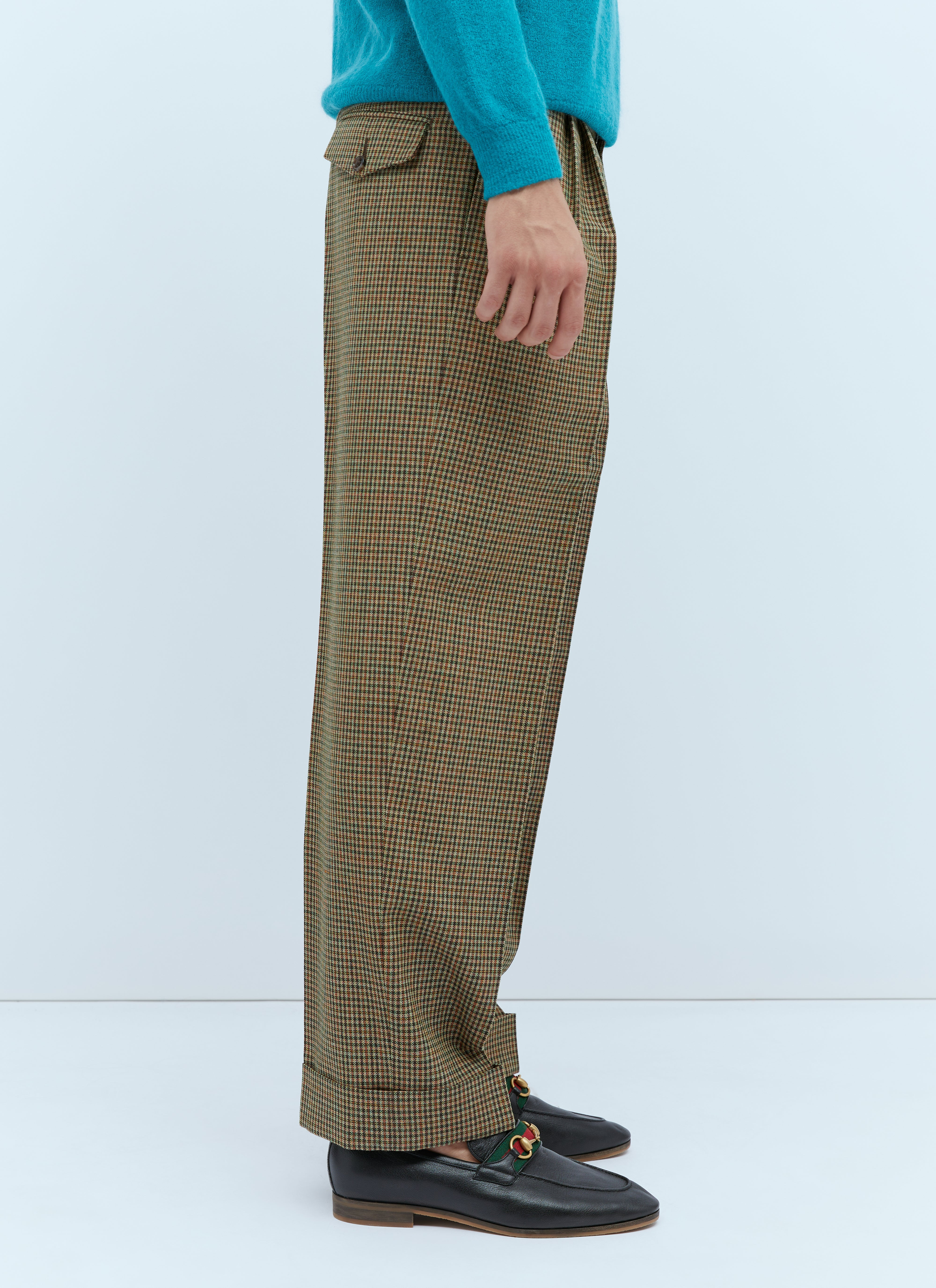 Gucci Men Check Wool Tailored Pants - 3