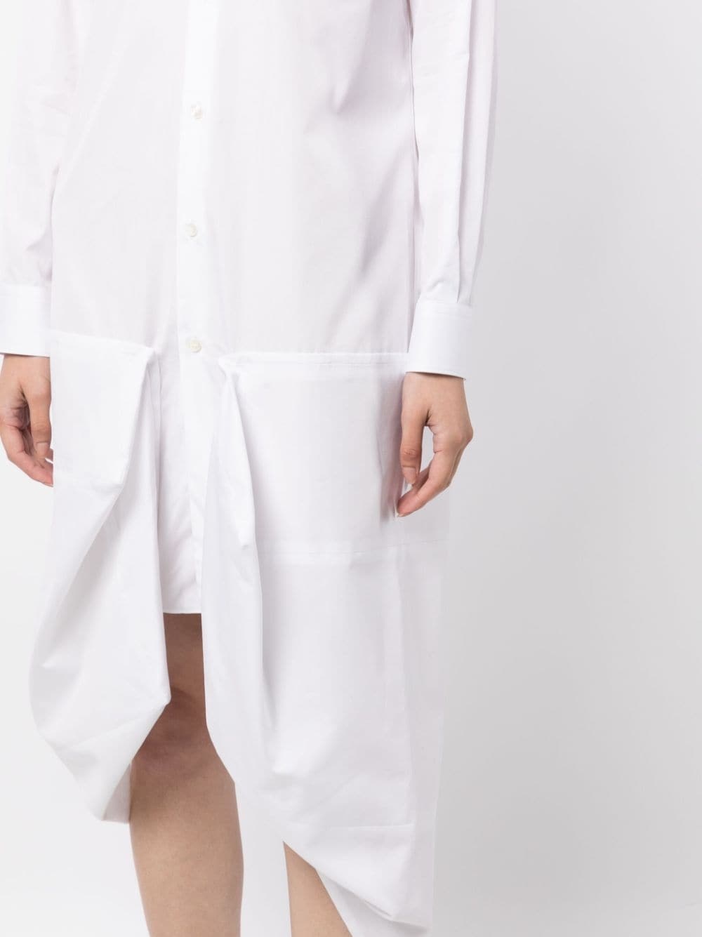 asymmetric panel-detailing midi shirtdress - 5