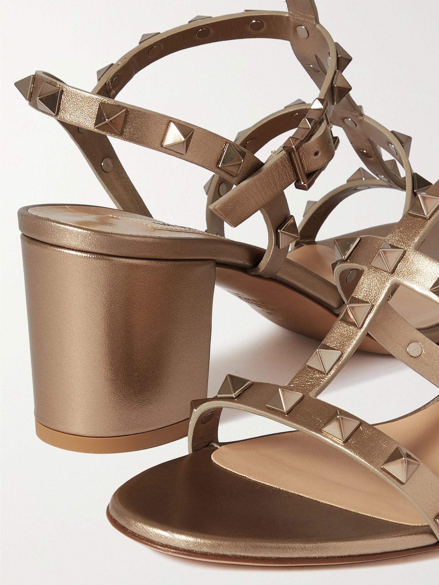 Rockstud 60 leather sandals Gold - 4
