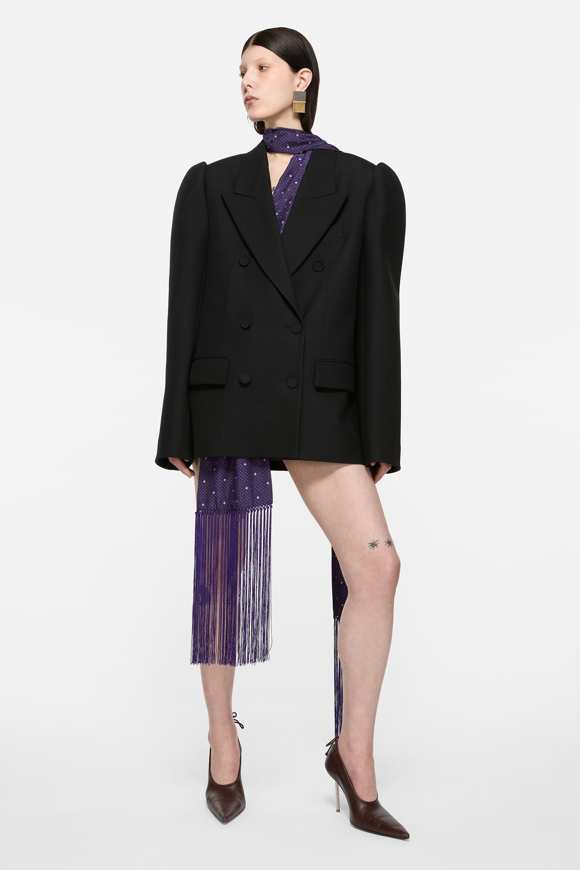 Double-breasted wool suit - Black - 2
