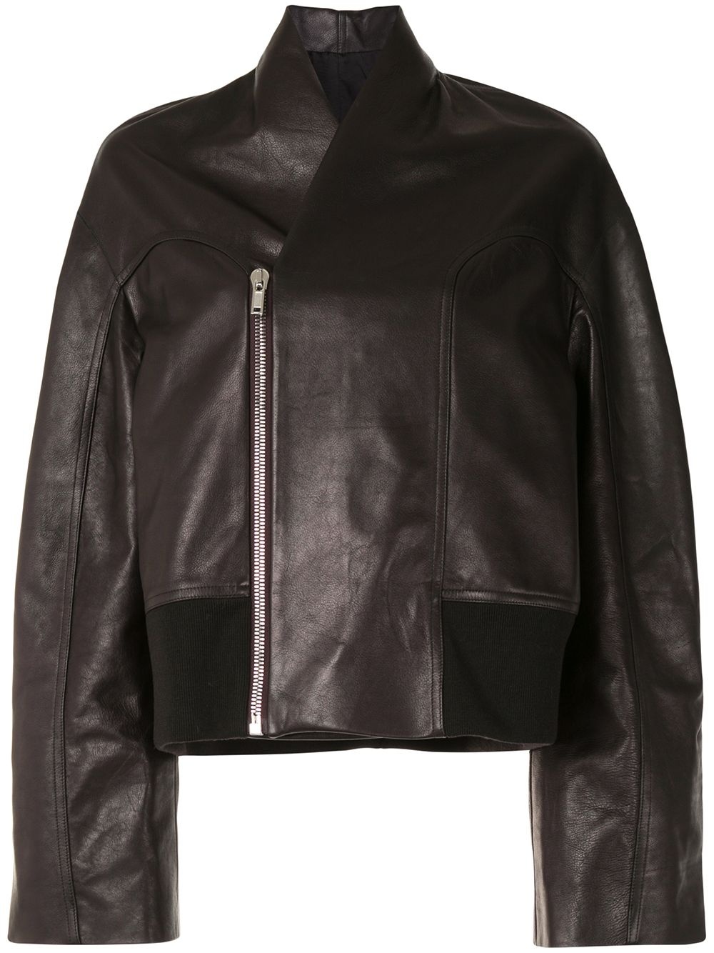 wide-sleeve leather jacket - 1