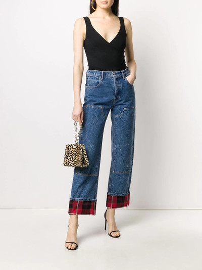 Alexander Wang checkered-trim high-rise flared jeans  outlook