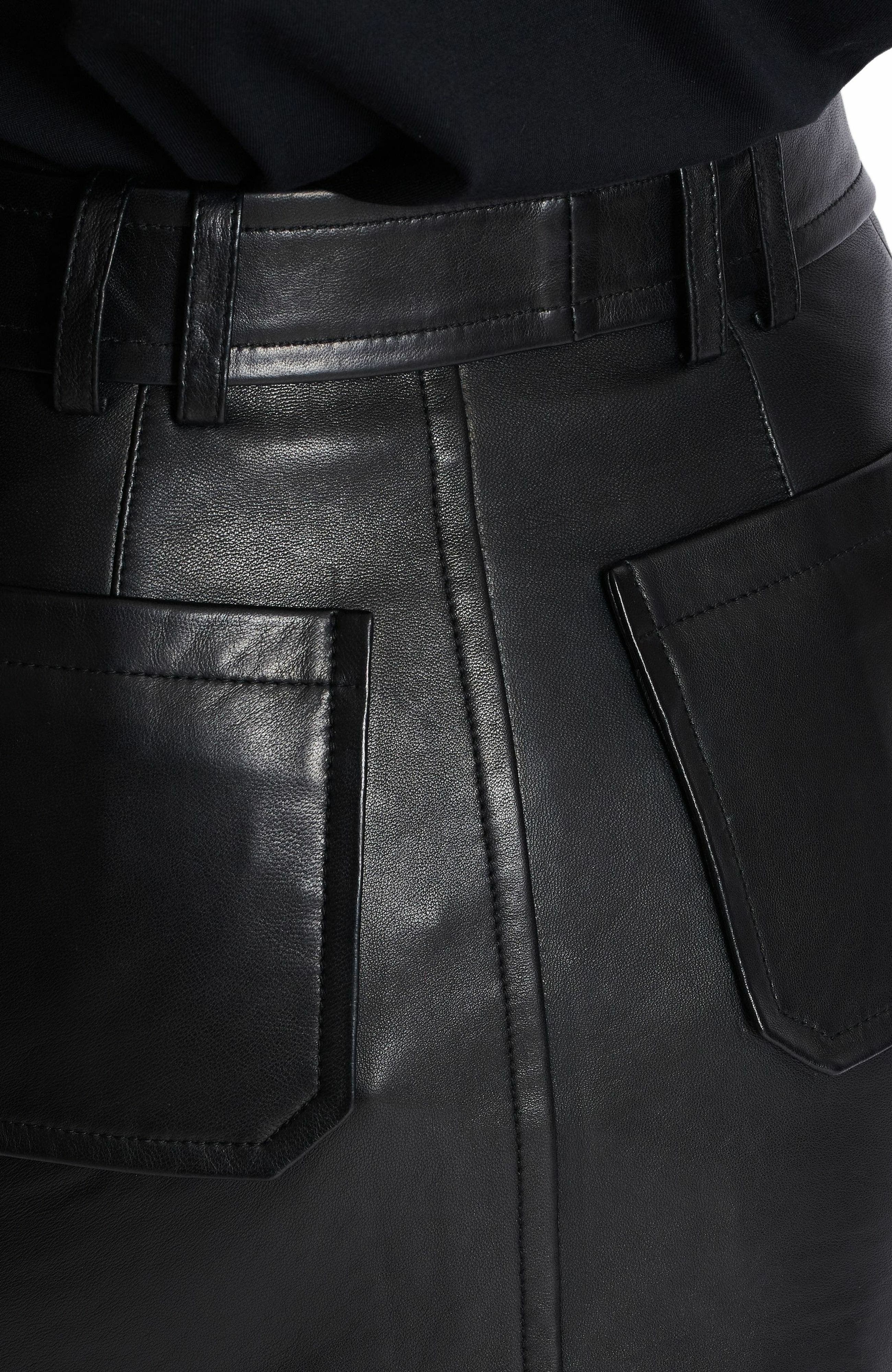 Balmain Short lambskin skirt in Black at Nordstrom - 5