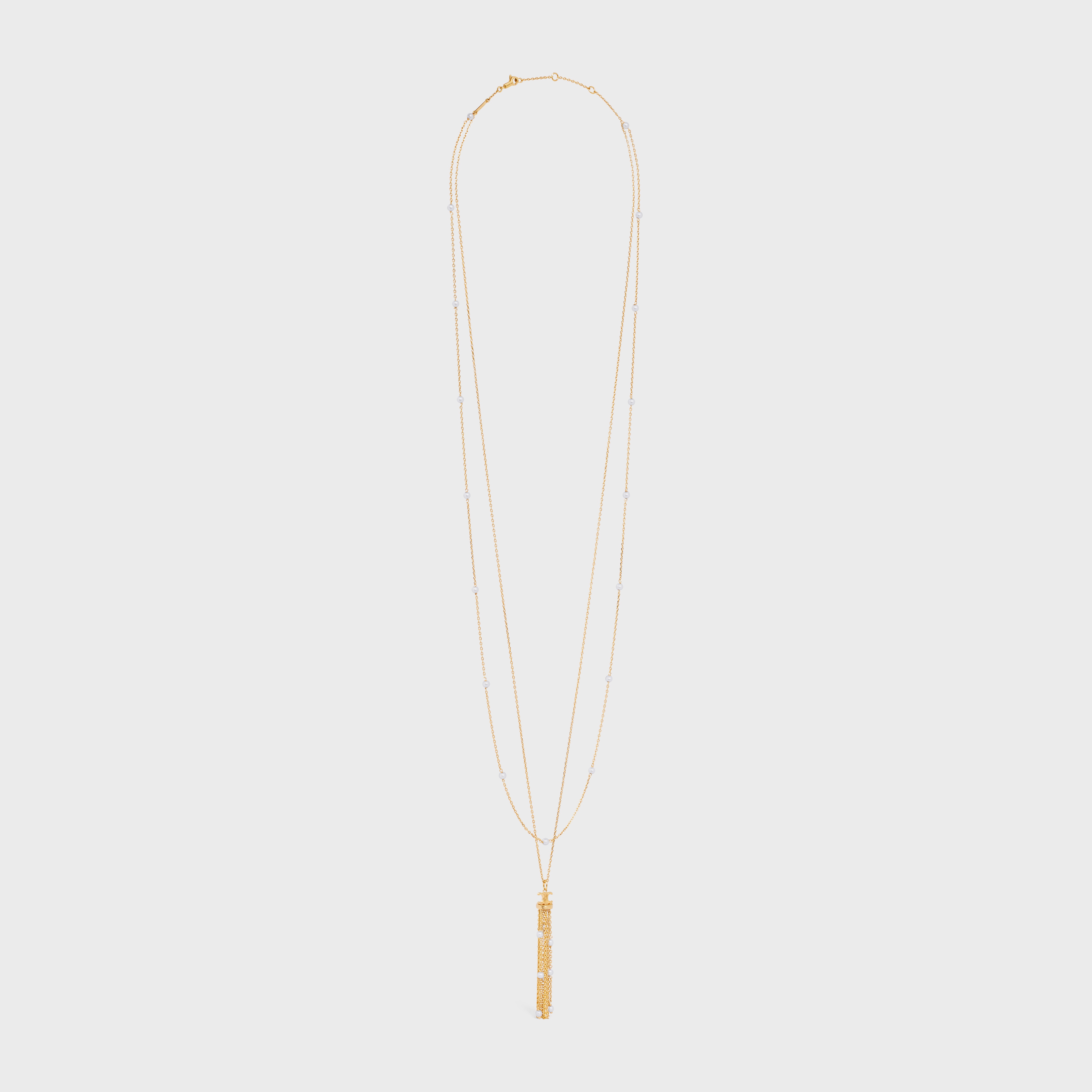Triomphe Pearl Sautoir in Brass with Gold Finish and Resin Pearls - 3