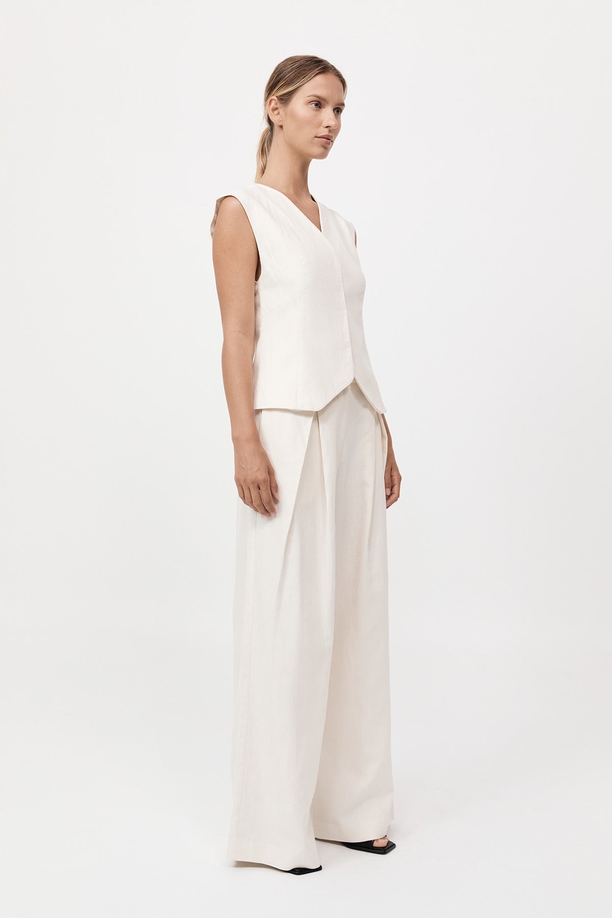 Minimal Fold Trousers - Ivory - 3