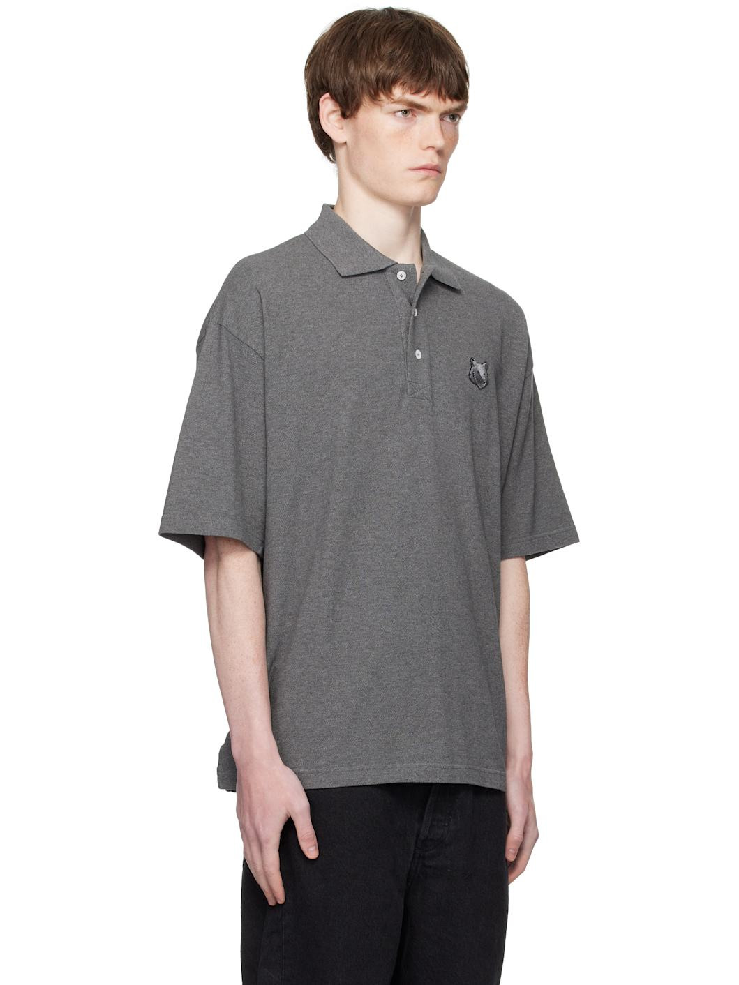 Gray Bold Fox Head Patch Oversize Polo - 2