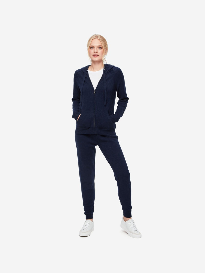Derek Rose Women's Hoodie Daphne Cashmere Navy outlook