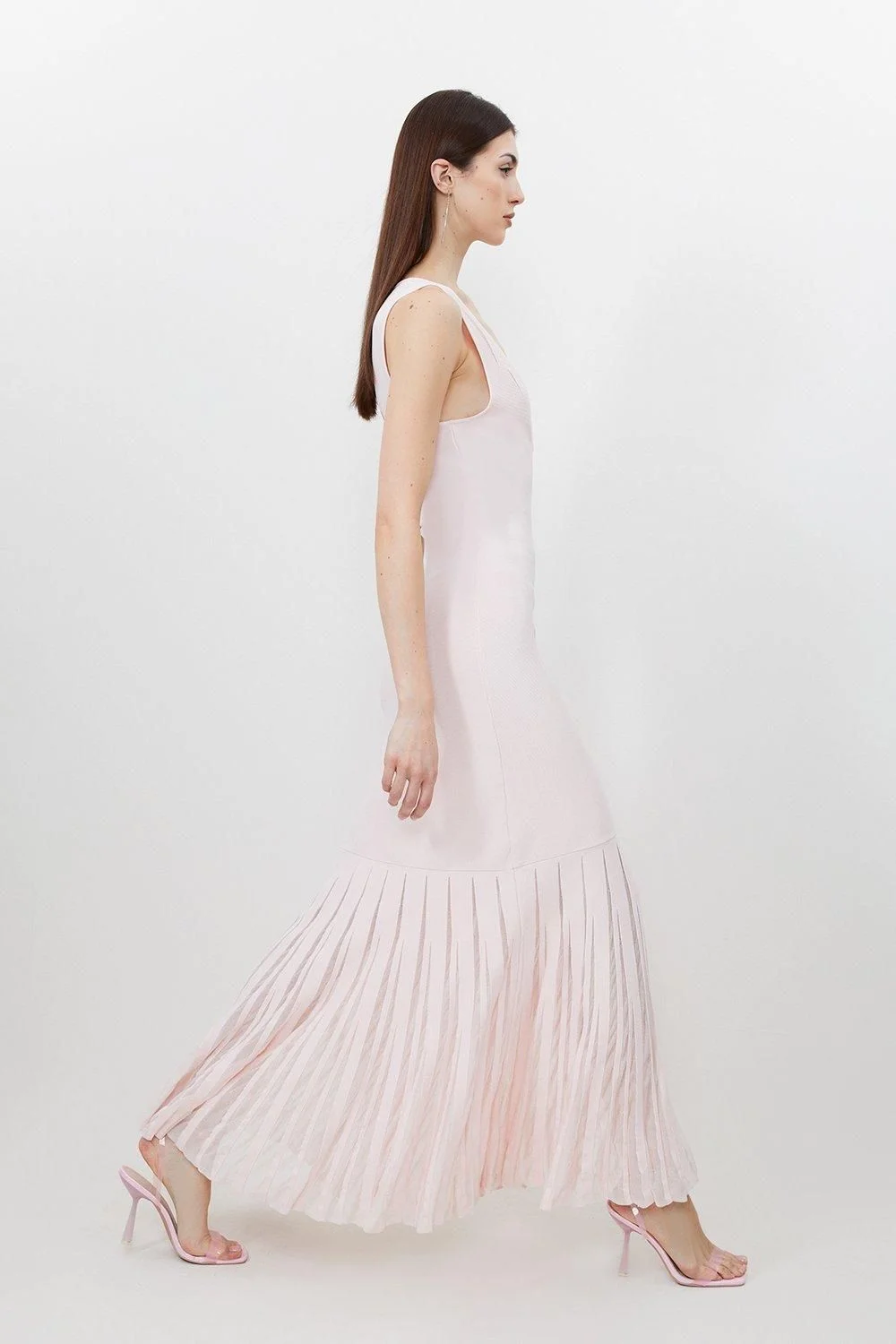 Petite Viscose Blend Sheer Skirt Maxi Knit Dress - 1