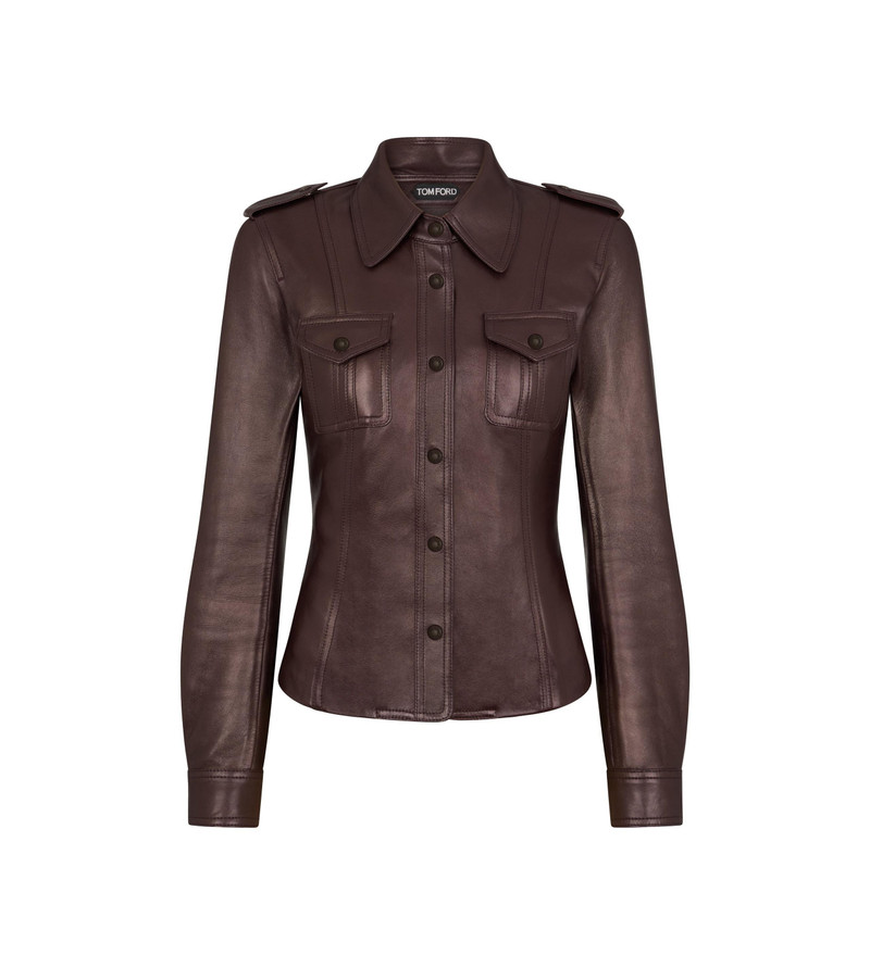 SHINY NAPPA LAMBSKIN FITTED SHIRT 1