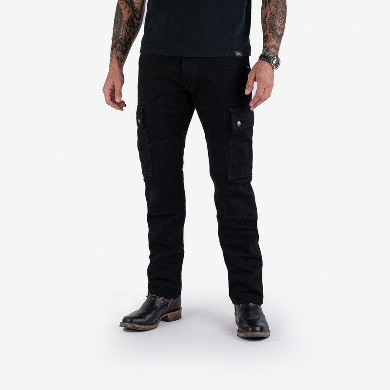 Iron Heart IHDR-502bb 14oz Selvedge Denim Cargo Pants - Black/Black outlook