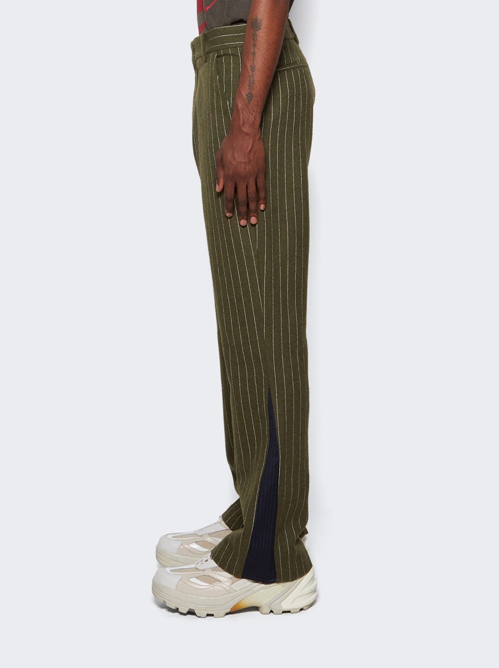 Pinstripe Carpenter Pant Olive - 4