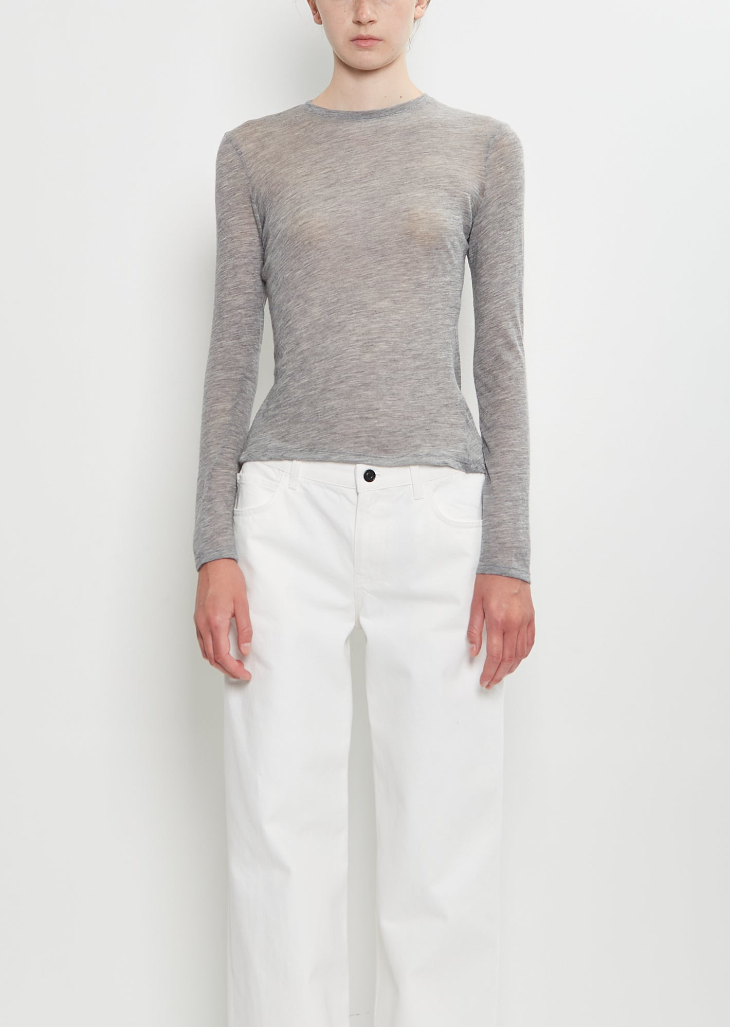 Iverness Cashmere Top — Grey Melange - 1