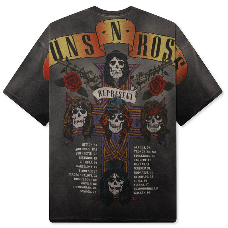 REPRESENT REPRESENT X GUNS N' ROSES TOUR T-SHIRT - STAINED BLACK outlook