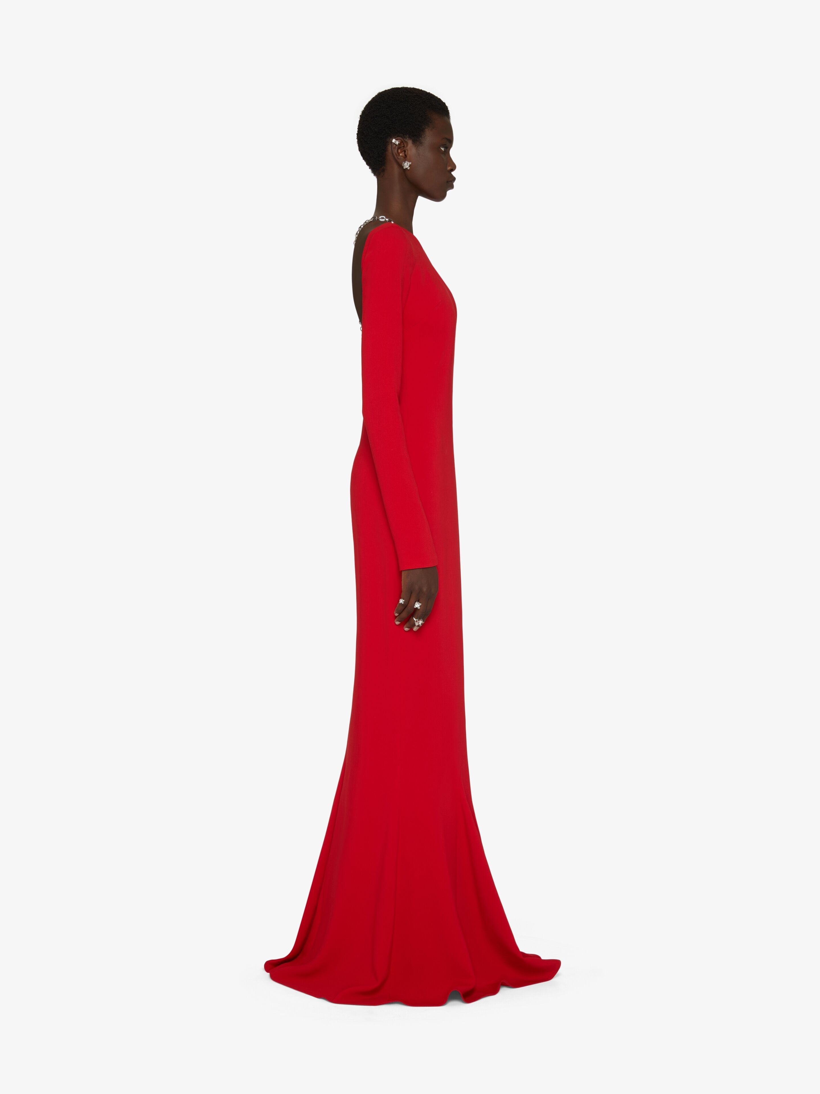 BACKLESS DRESS WITH G LINK CHAIN STRAPS - 3