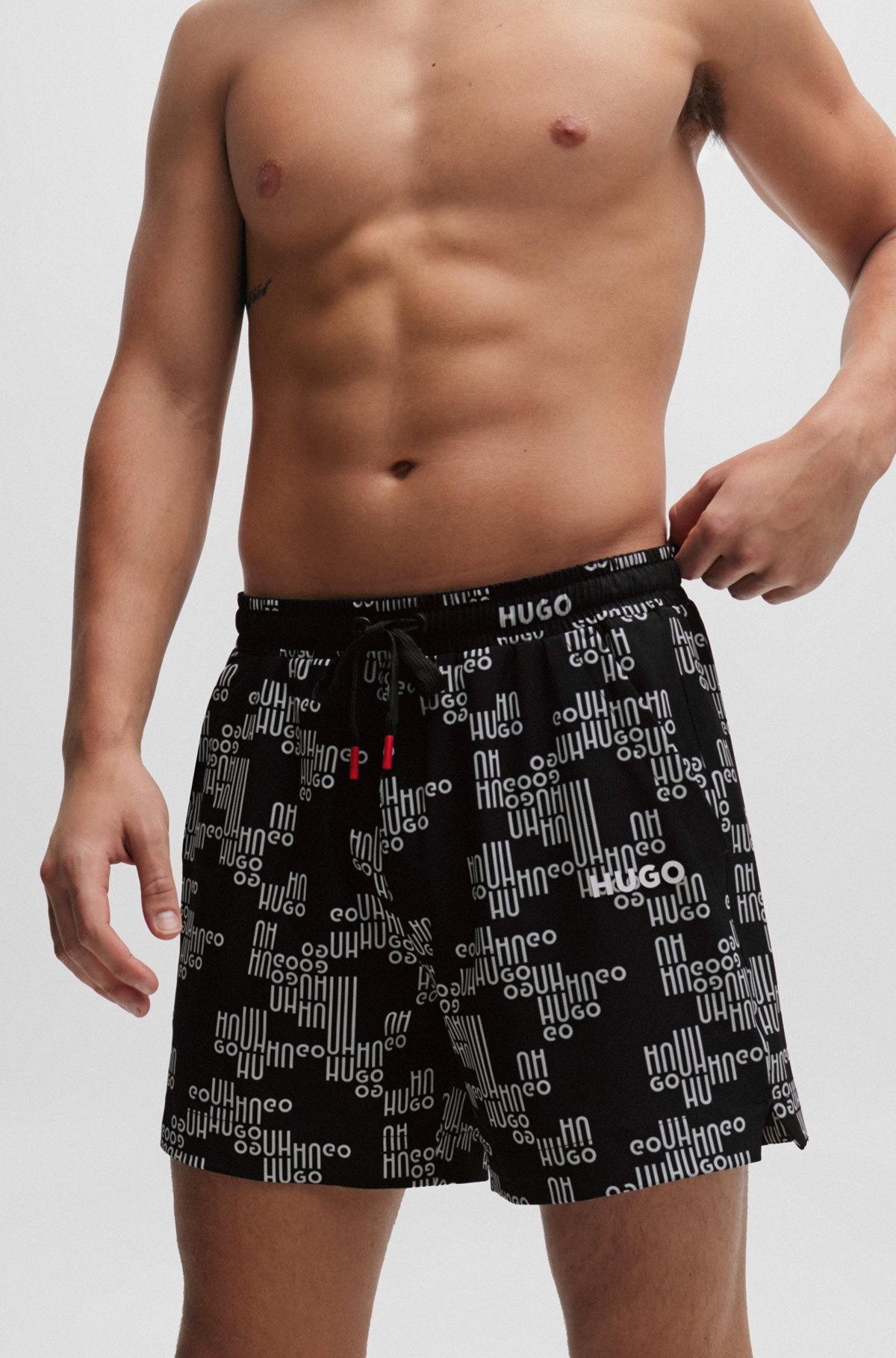 FULLY LINED SWIM SHORTS WITH ALL-OVER LOGOS - 3