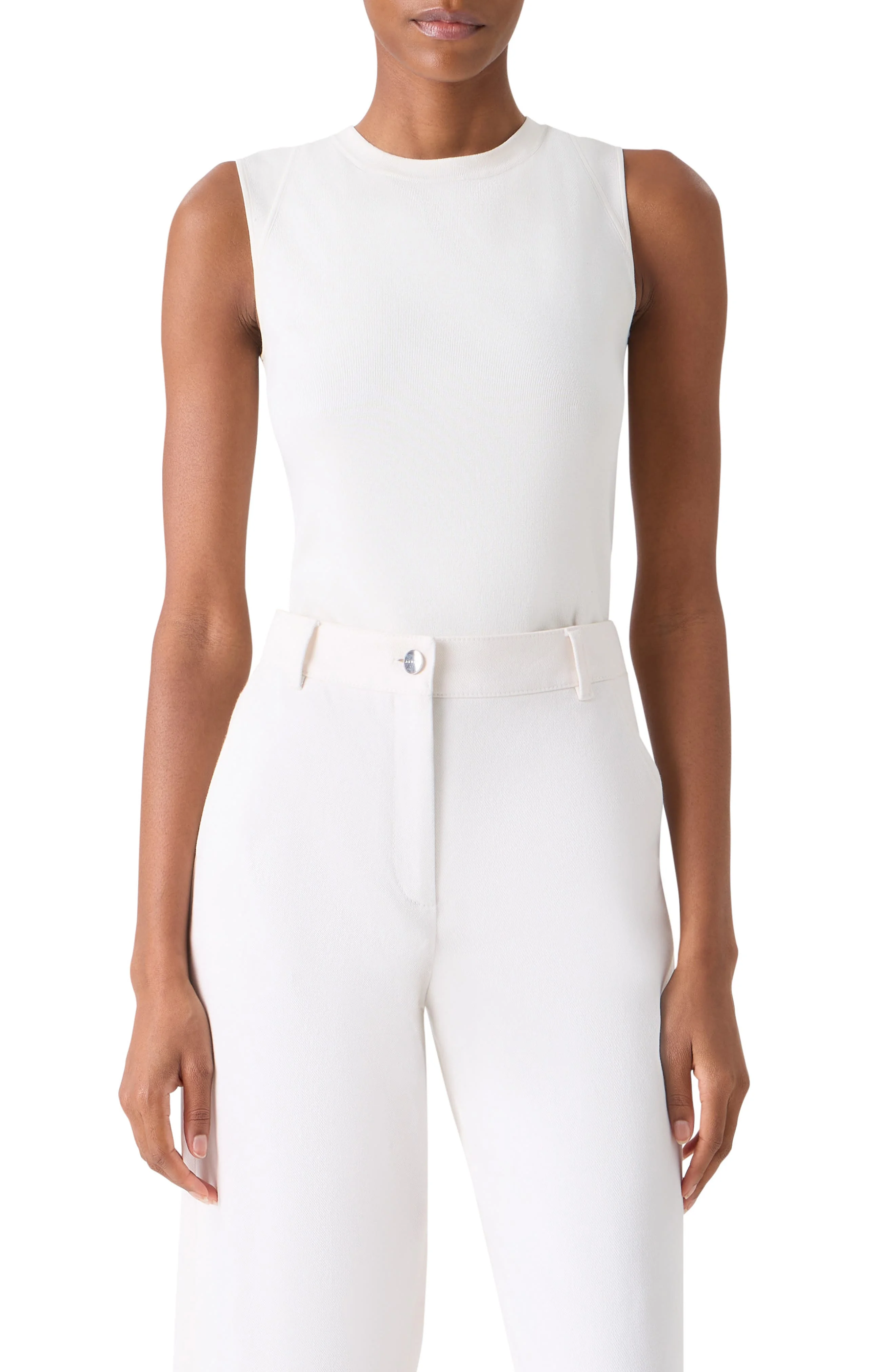 Akris Sleeveless Silk Rib Top in Ecru at Nordstrom - 1