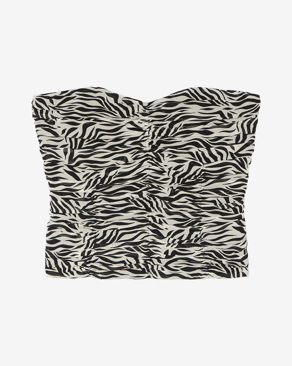 GATHERED BUSTIER TOP WITH ZEBRA PRINT - 1