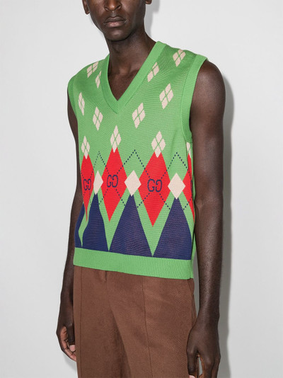 GUCCI argyle-pattern knitted vest outlook