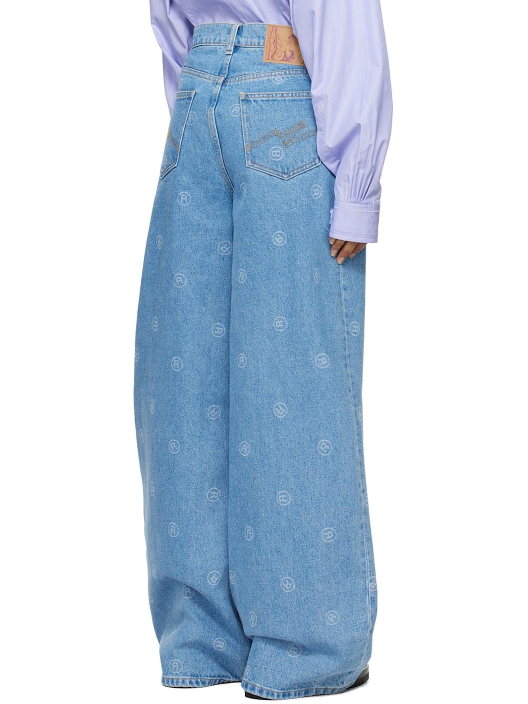 Blue Extended Wide Leg Jeans - 3