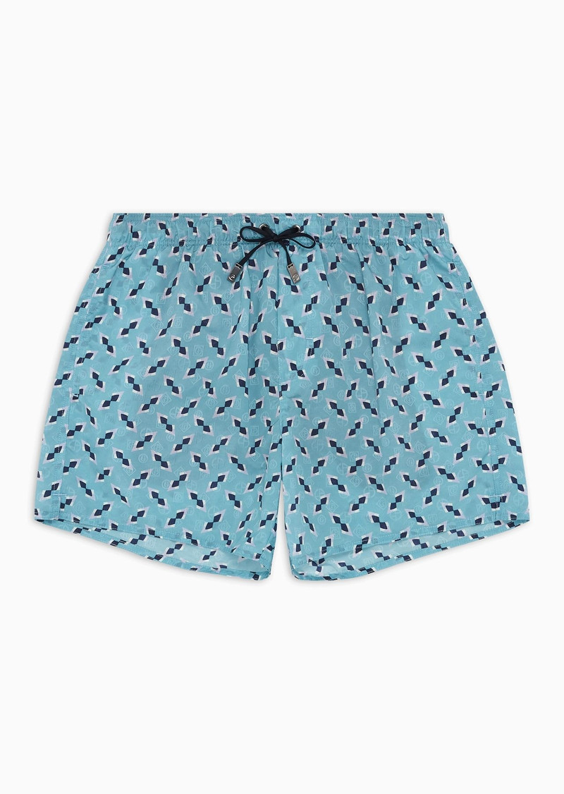 Swim trunks with jacquard motif and print 1