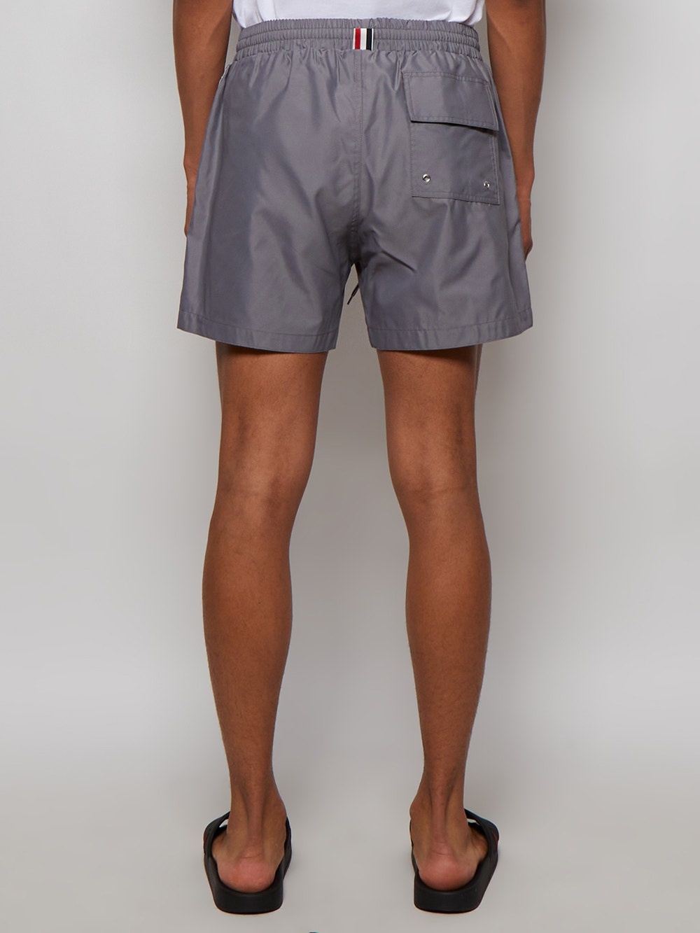 Drawcord Waist Solid Swim Trunks Medium Grey - 5