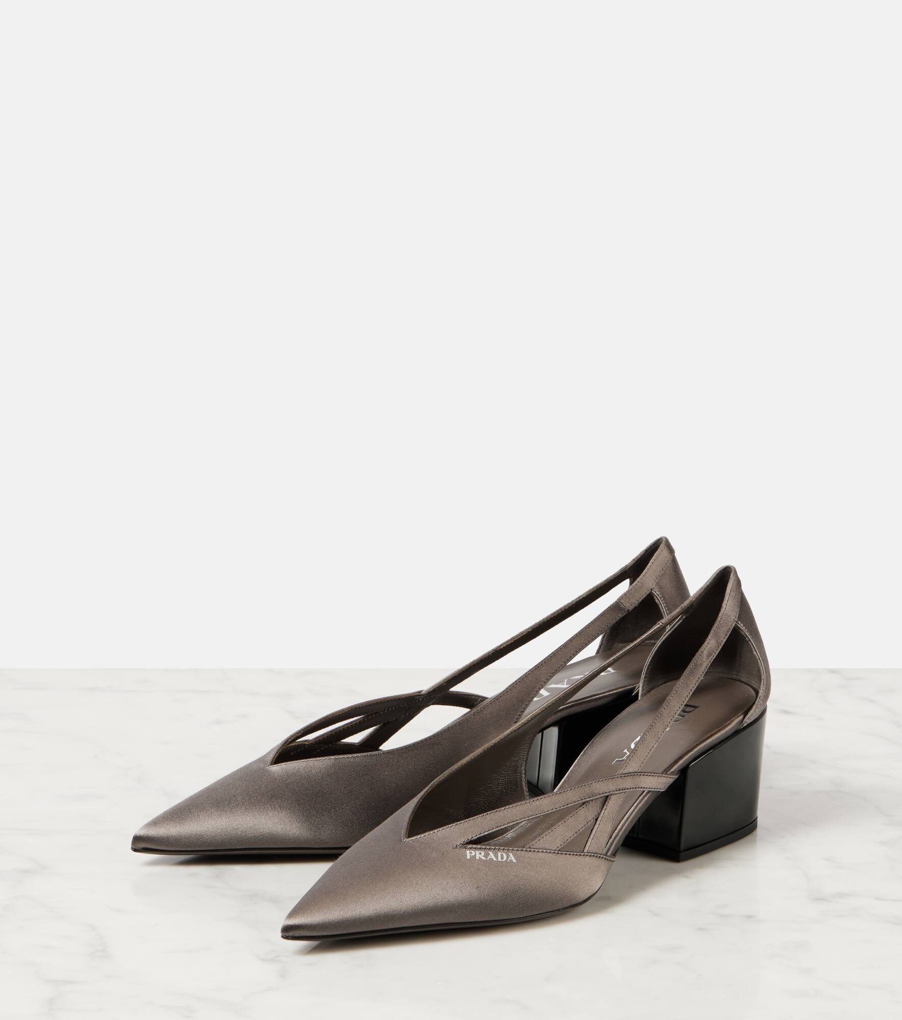Pointy 55 cutout satin pumps - 4