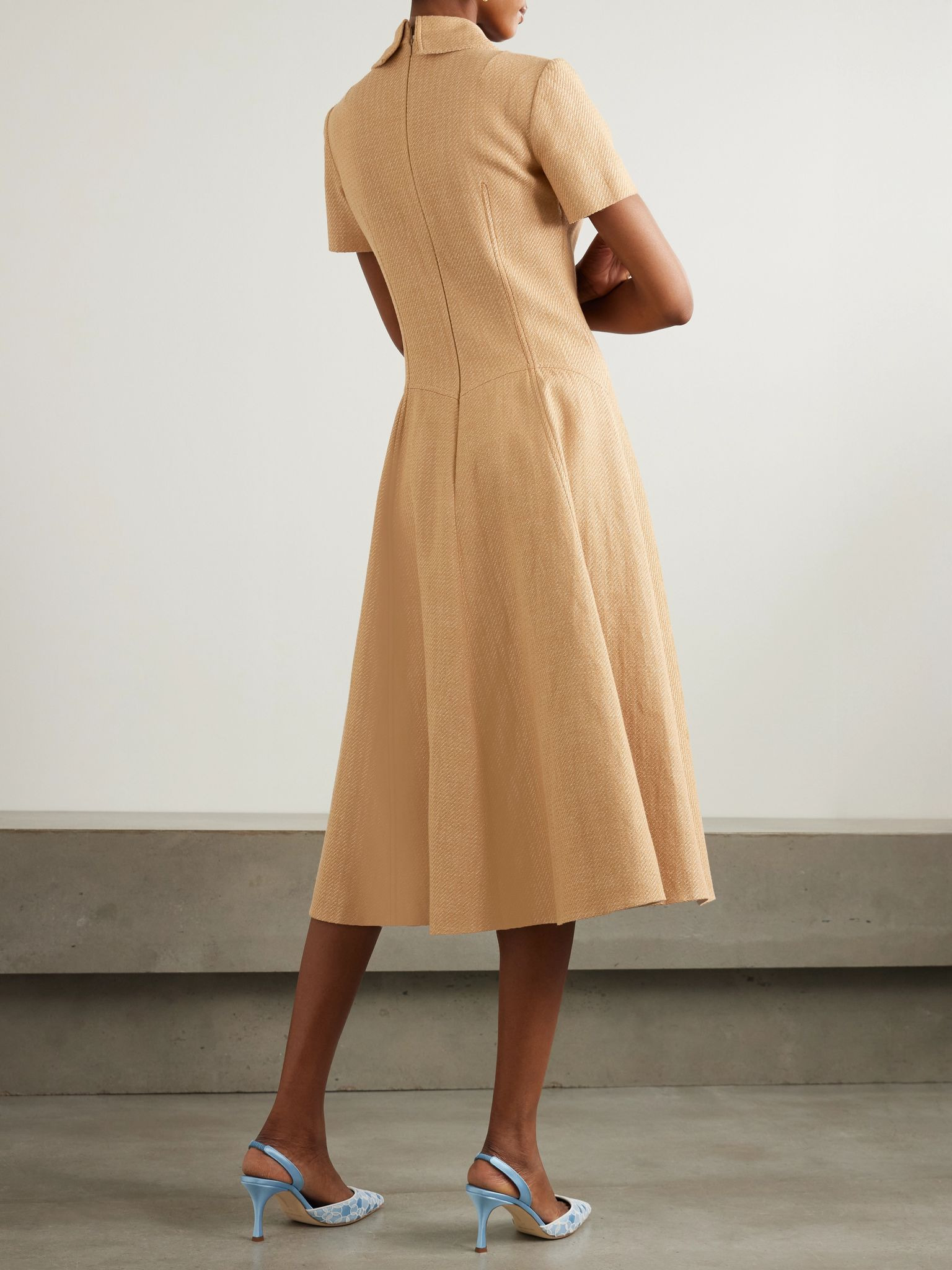 Jody paneled cotton-blend jacquard shirt dress Tan - 3