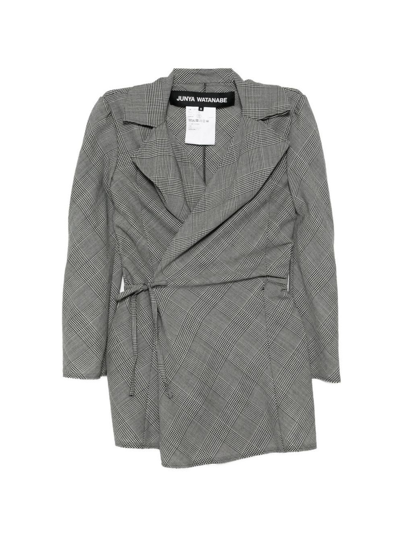 plaid-check tie-fastening jacket 1