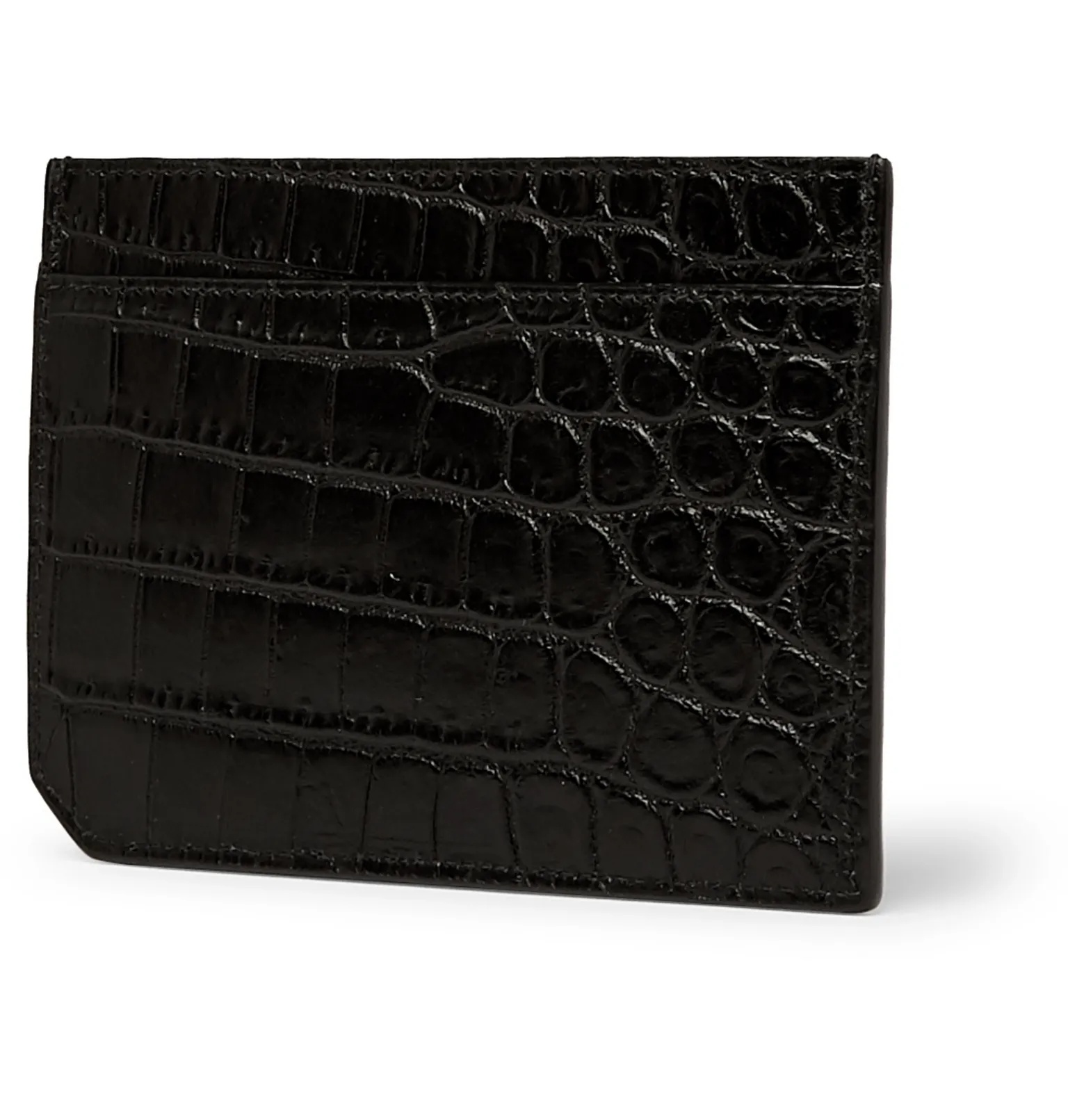 Logo-Appliquéd Croc-Effect Leather Cardholder - 3