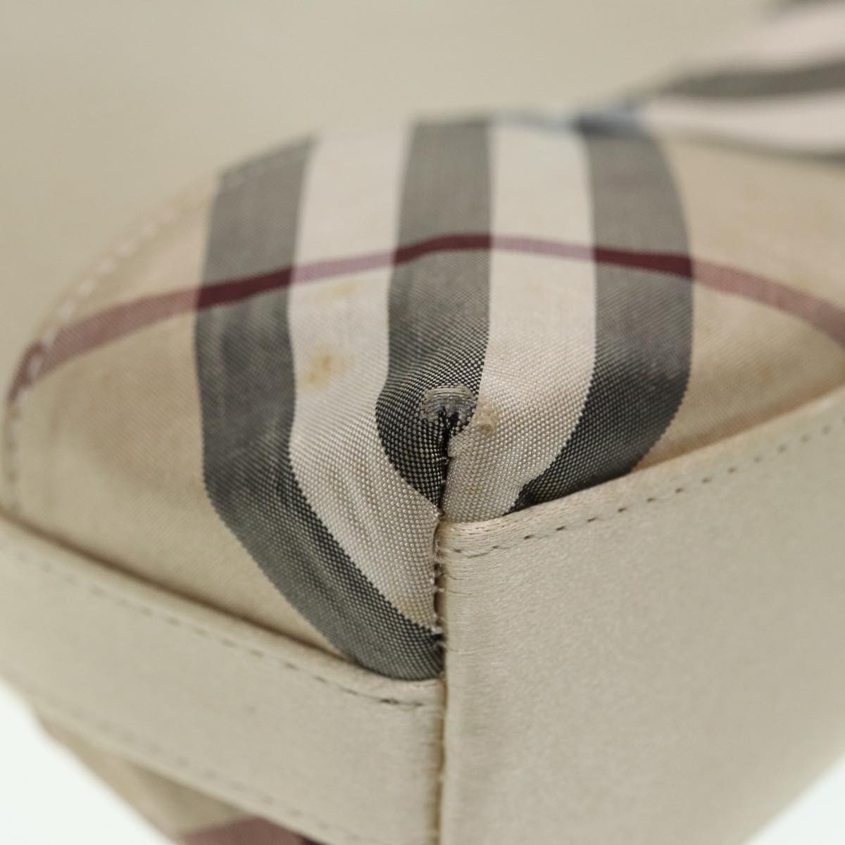 Burberry Nova Check Hand Bag Nylon Beige Silver - 13