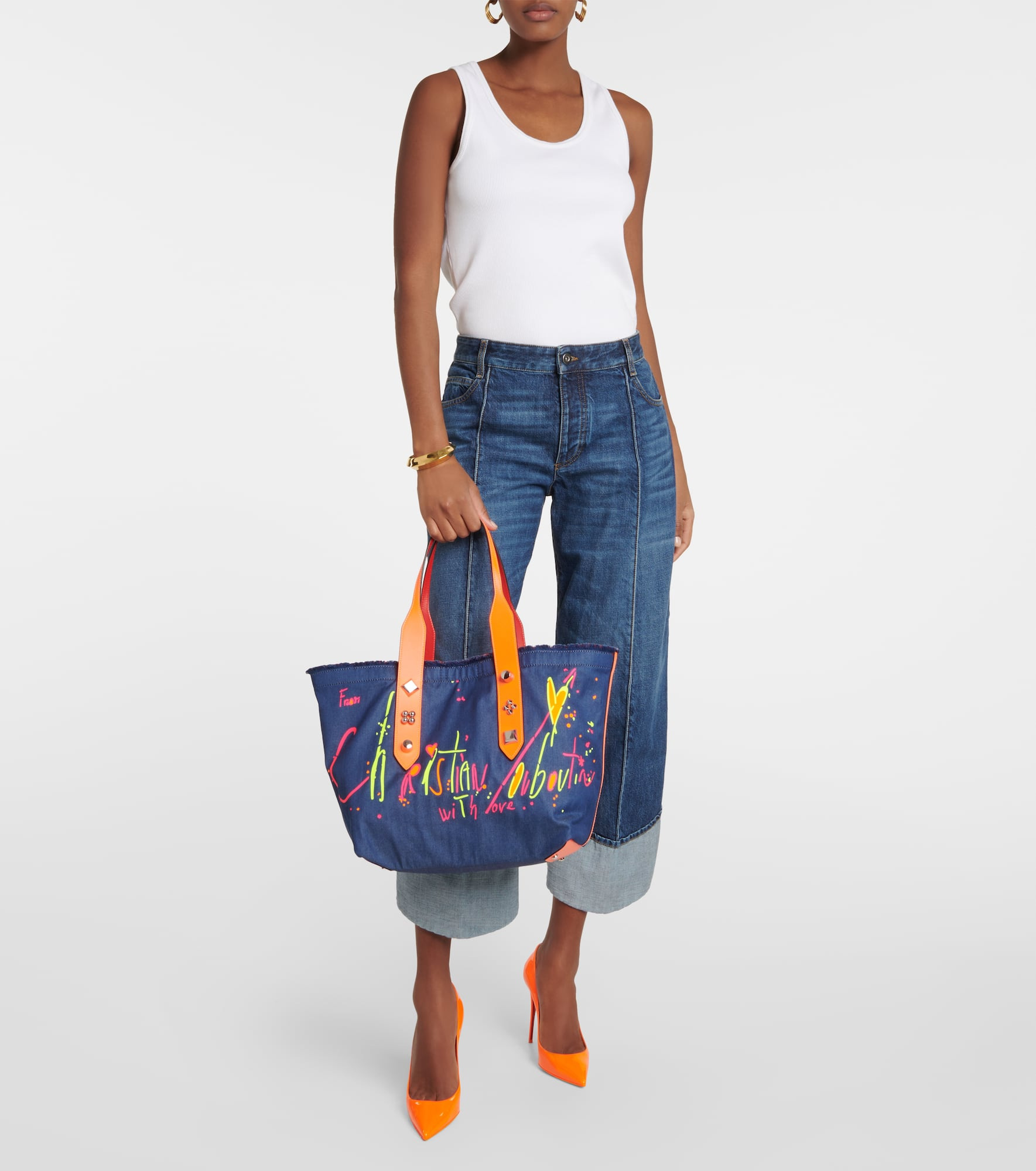 Frangibus Medium printed denim tote bag - 5